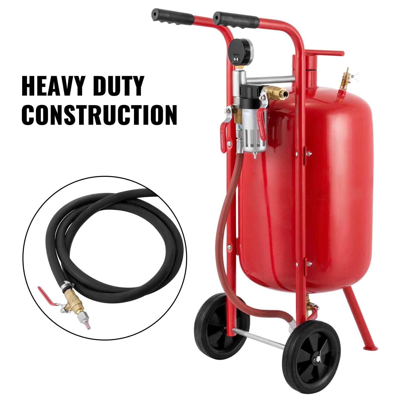 BENTISM 10 Gallon/40L Sandblaster Equipped with Nozzle Shut-Off Valve Pressure Gauge Ceramic Nozzle 2.5m Hose Filling Funnel Watertrap 6