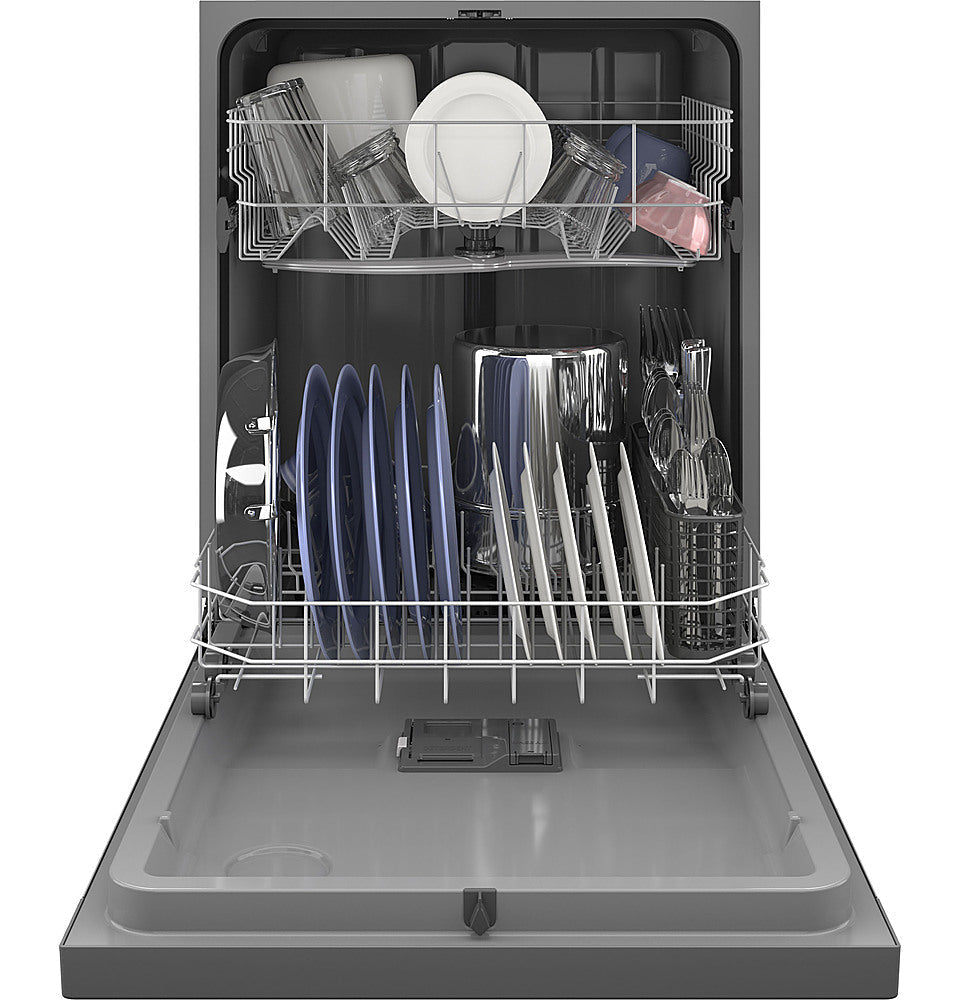 GE - Front Control Built-In Dishwasher with 59 dBA - Stainless steel