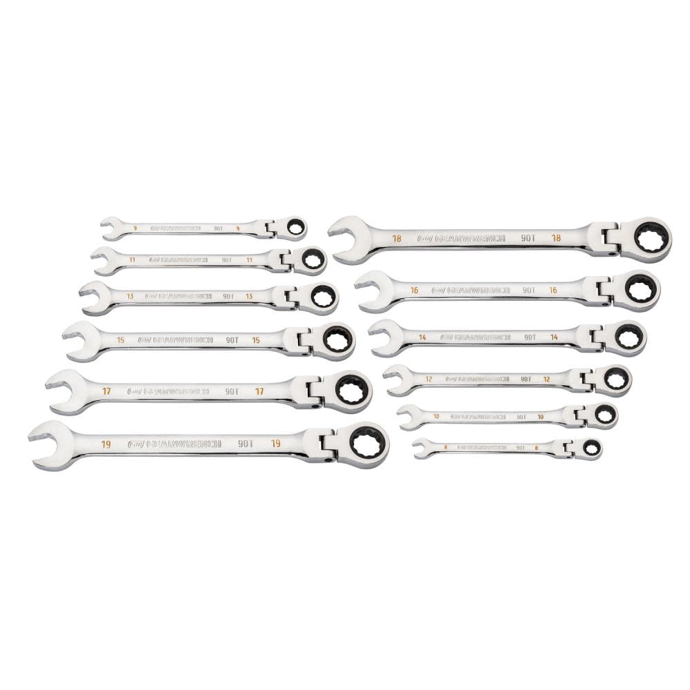 GearWrench 12 Pc. 90T 12PT Metric Flex Combi Ratchet Wre Set
