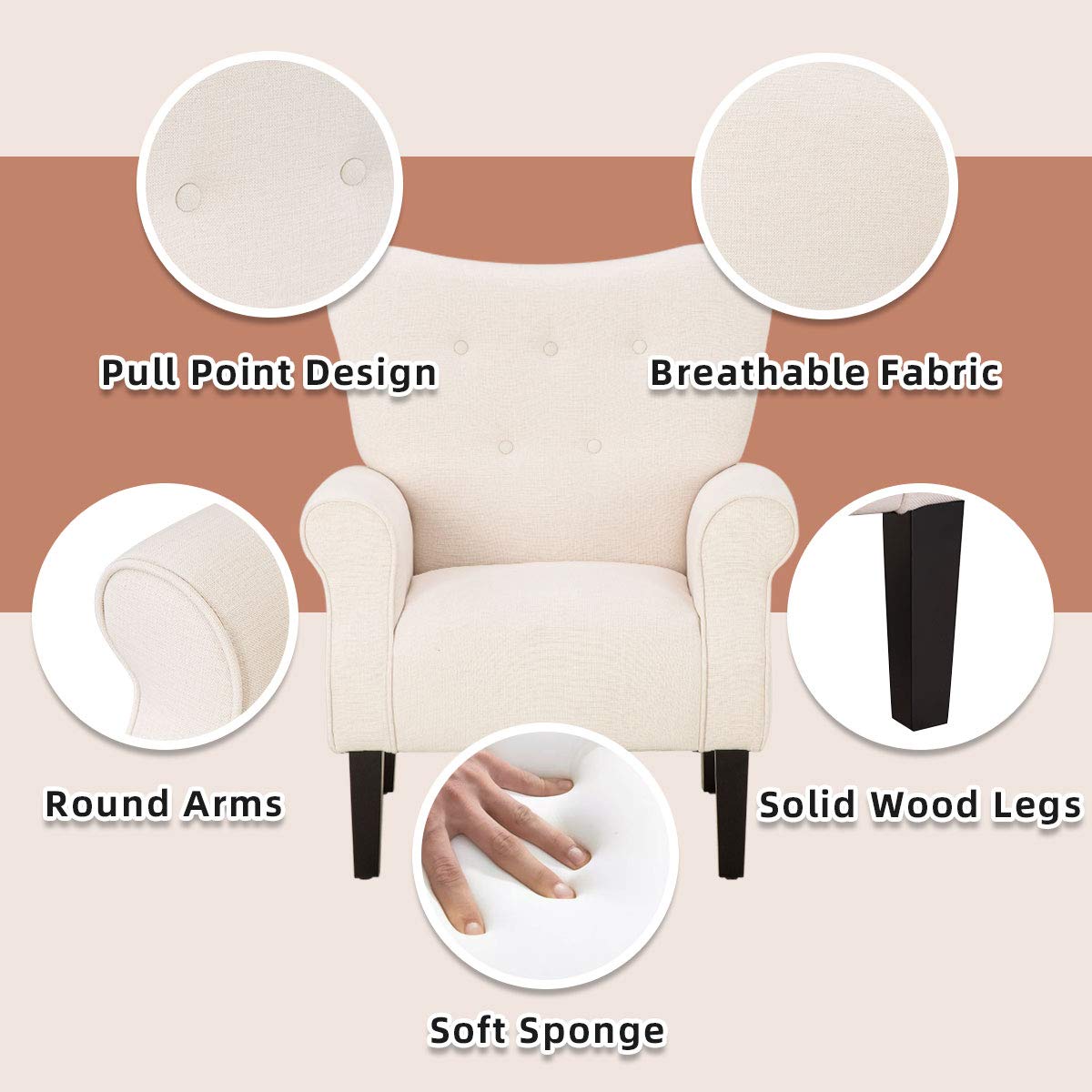 Mellcom Century Wingback Upholstered Bedroom