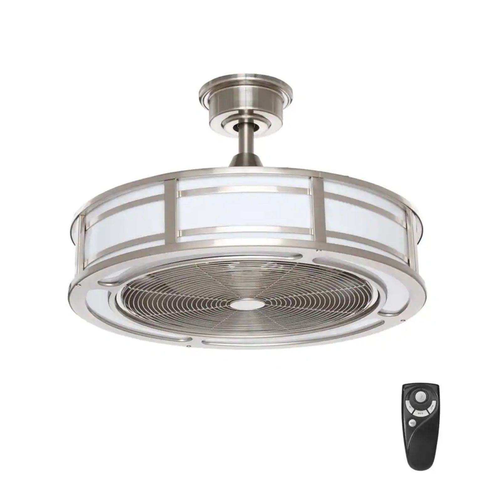 Home Decorators Collection Brette II 23 in. LED Indoor/Outdoor Brushed Nickel Ceiling Fan with Light and Remote Control
