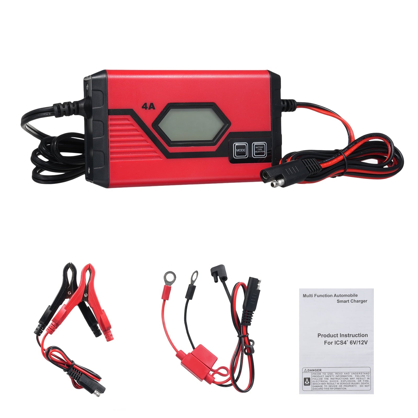 Arealer Charger,With Lcd 4 Amp Maintainer Car 6v/12v Battery Lcd Screen Amp 6v/12v Battery With Battery 4 Atv Pristin
