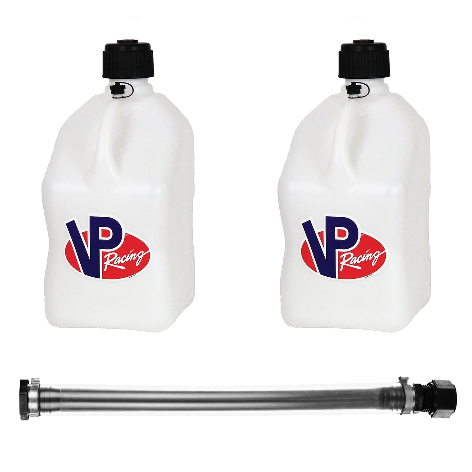 VP Racing Fuels 14 Inch Container Hose & 5 Gallon Fuel Jug, White (2 Pack)