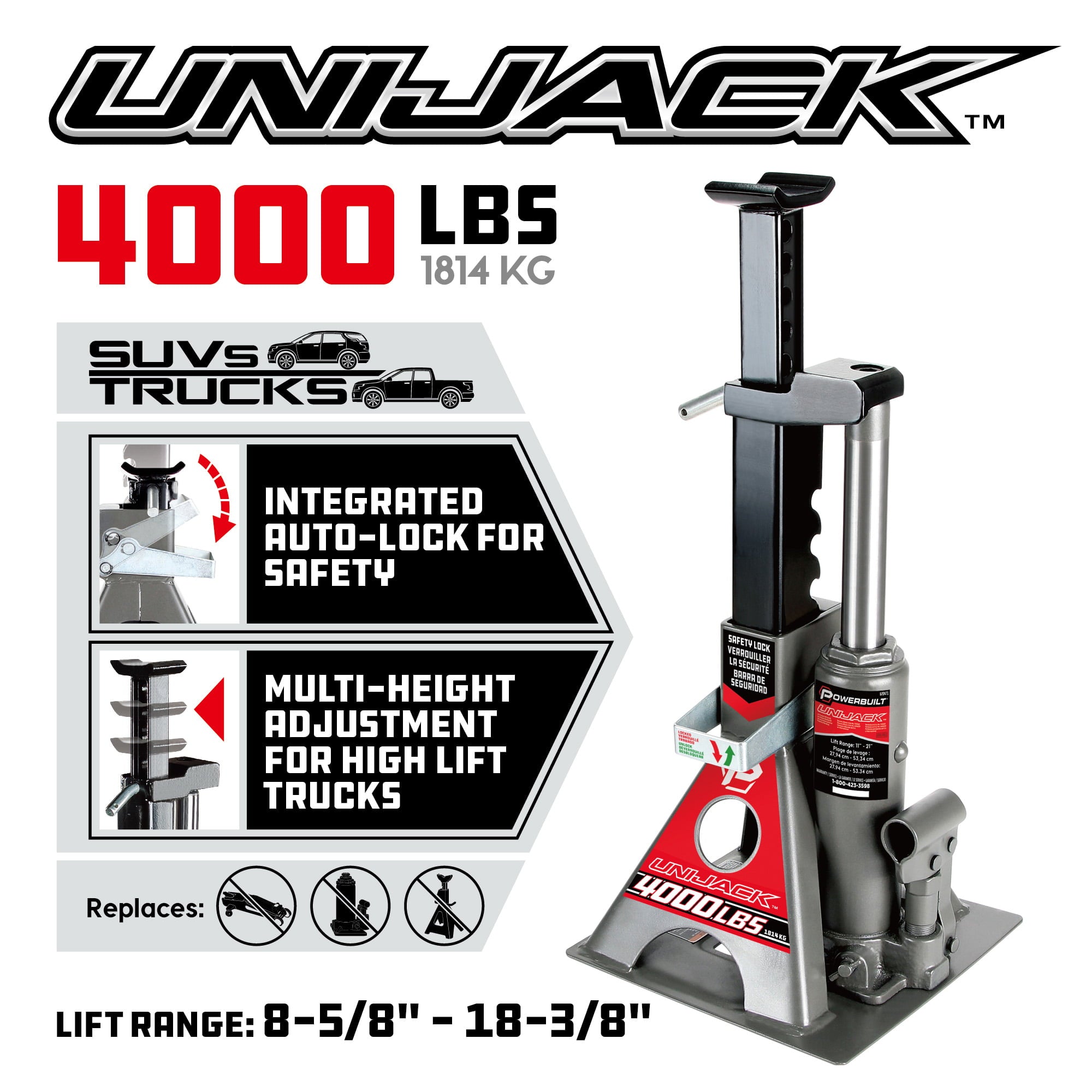 Powerbuilt 2 Ton Pound Unijack Bottle Jack and Jackstand in One - 620470