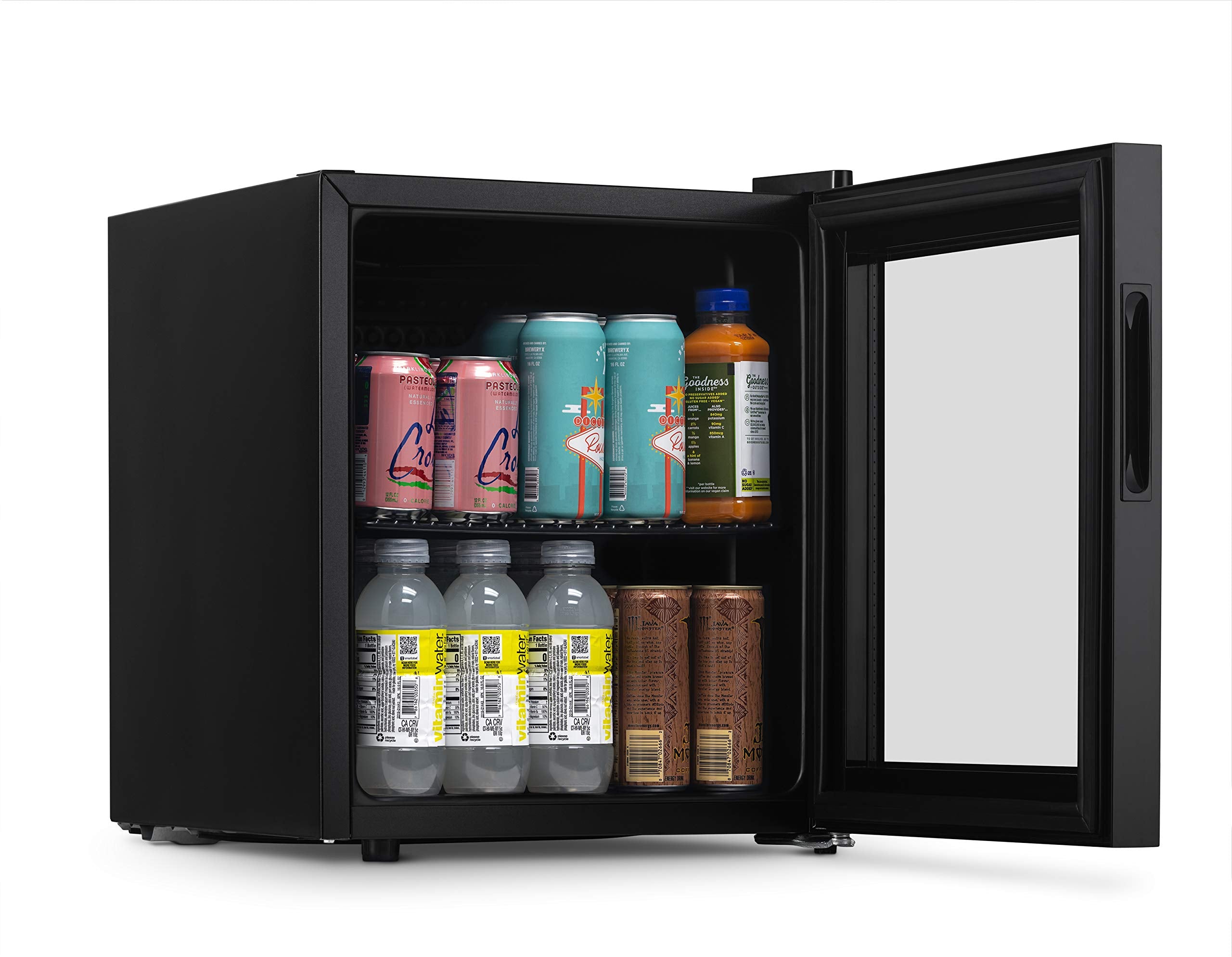 NewAir Beverage Fridge and Cooler with Reversible Glass Door, 60 Can Freestanding Mini Fridge in Black with Door Alarm, Perfect for Work from Home Station, Dorms, and more AB-600B