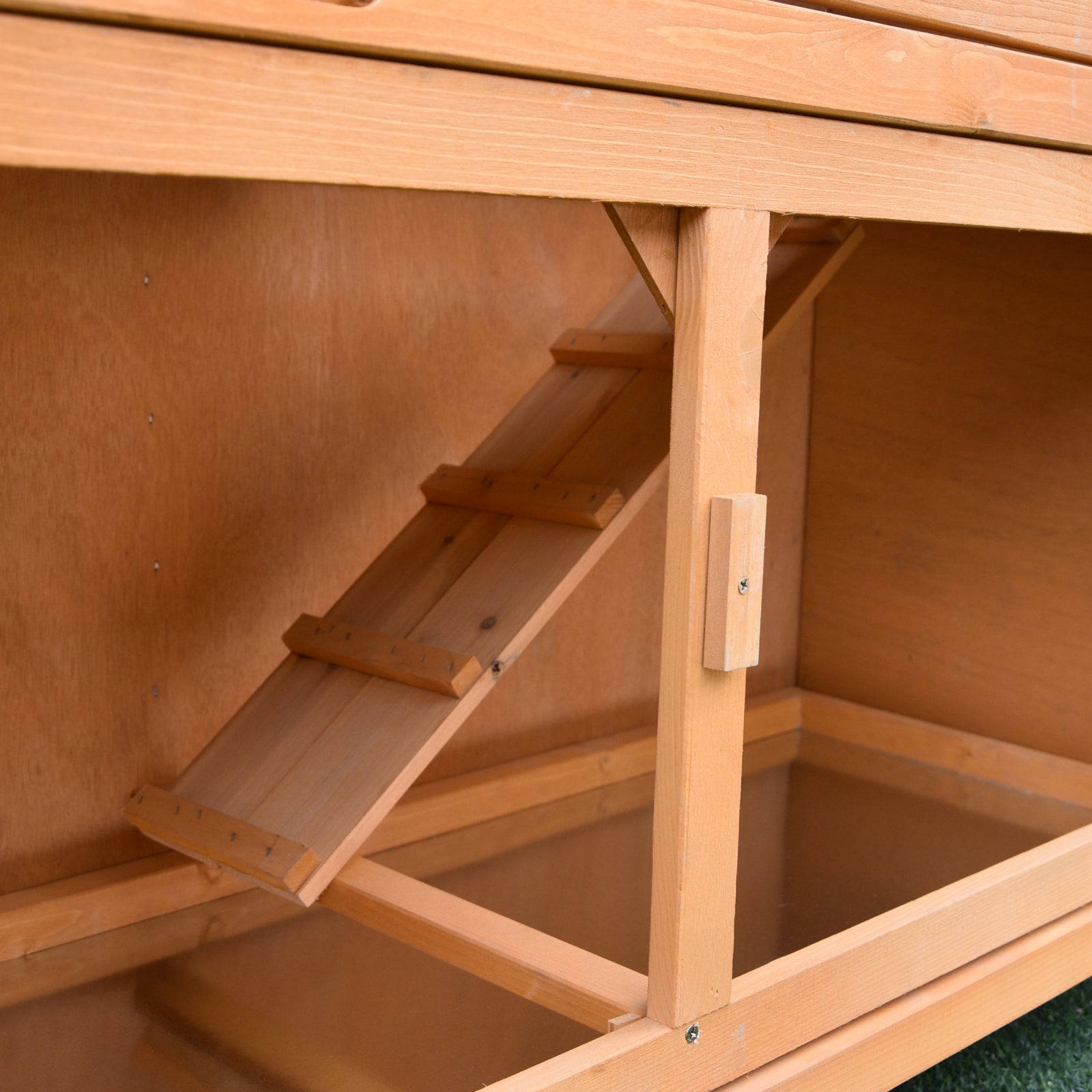 Pawhut Solid Wood Rabbit/Bunny Hutch with 2 Large Main Rooms, Yellow