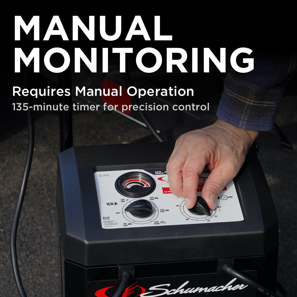Schumacher 10/25/50/250A 6/12V Manual Wheel Charger