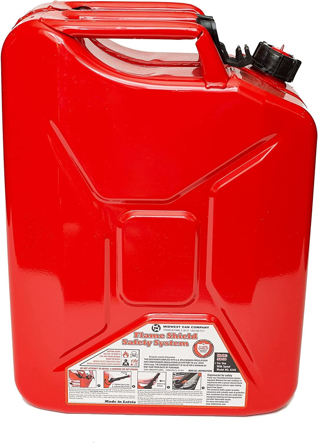 Midwest Can 5-Gal Metal Gas Can w/ Spout 2 Pack