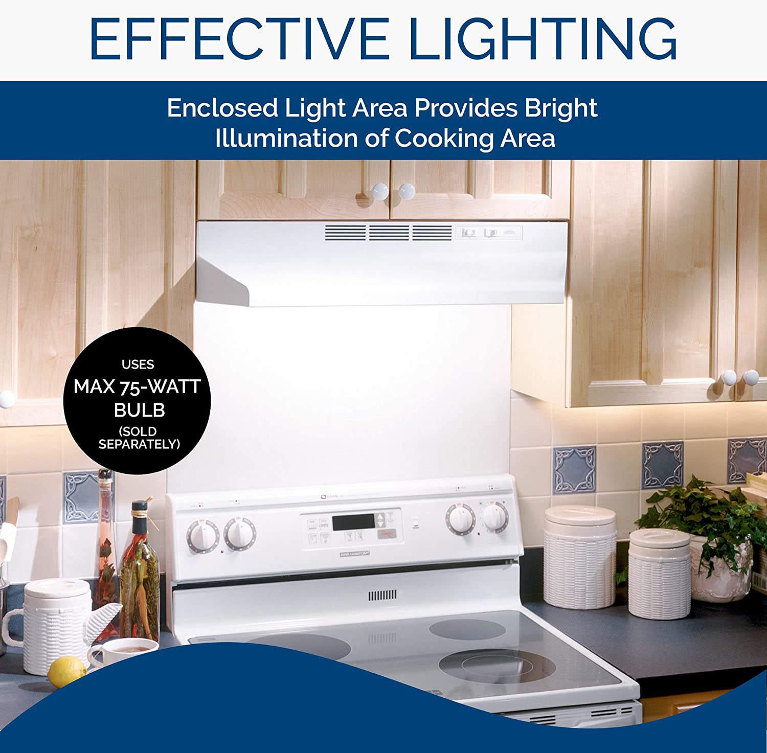 Broan-NuTone 413001 Non-Ducted Ductless Range Hood with Lights Exhaust Fan for Under Cabinet， 30-Inch， White