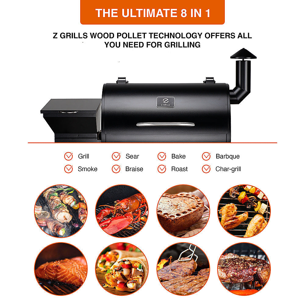 Z Grills - Wood Pellet Grill and Smoker 694 sq. in. ZPG-7002B - Black