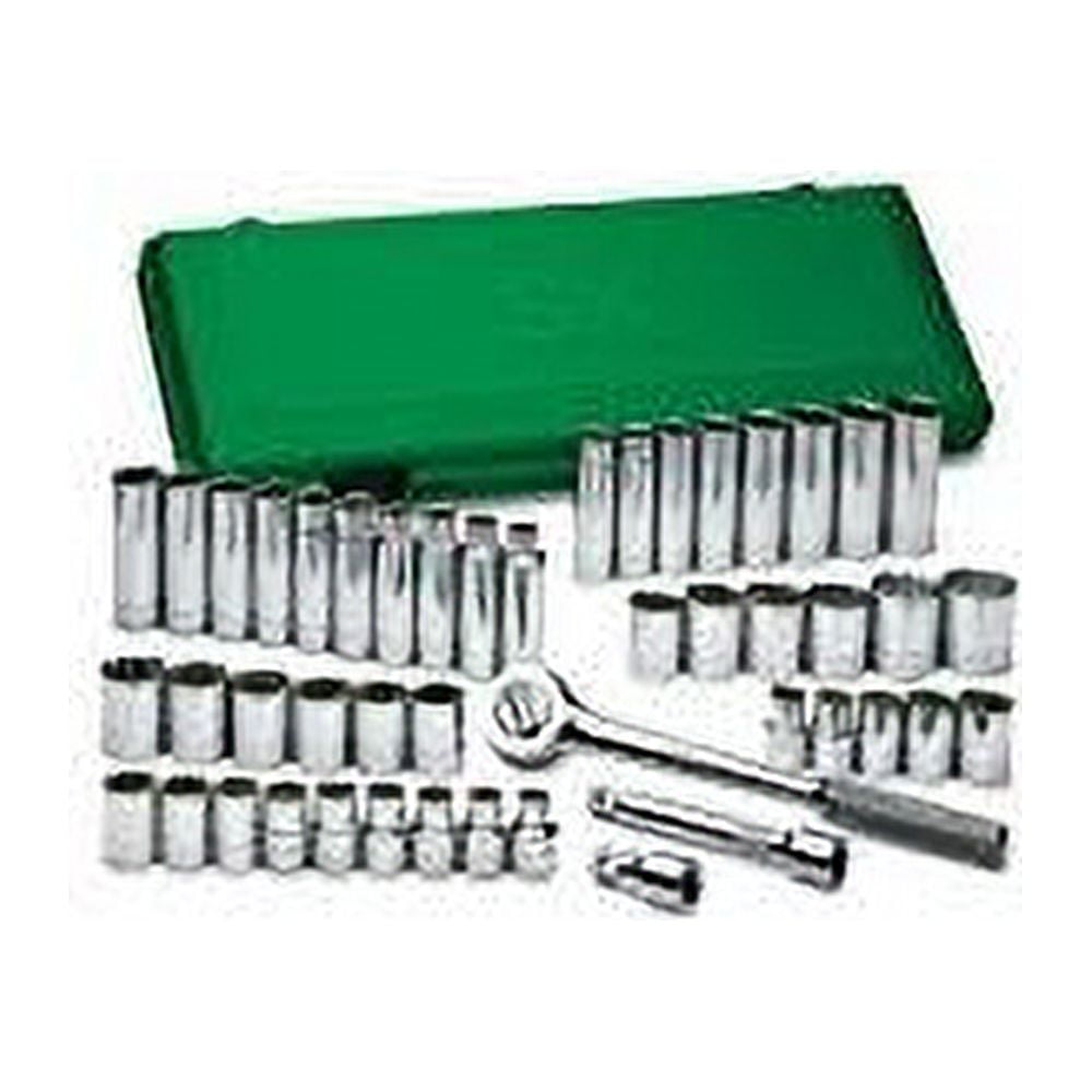 SK PROFESSIONAL TOOLS 4147 1/2 in Drive Socket Set, Metric, SAE, 47 pcs
