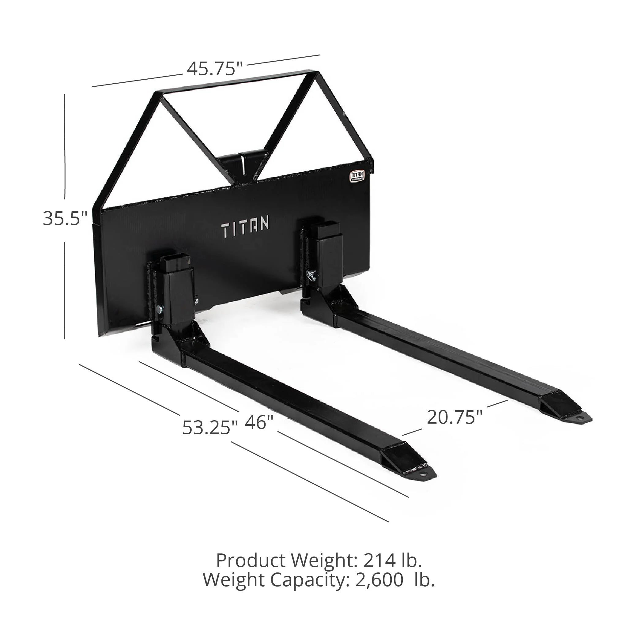 Titan Attachments Pin-On Pallet Fork Frame Attachment, 46