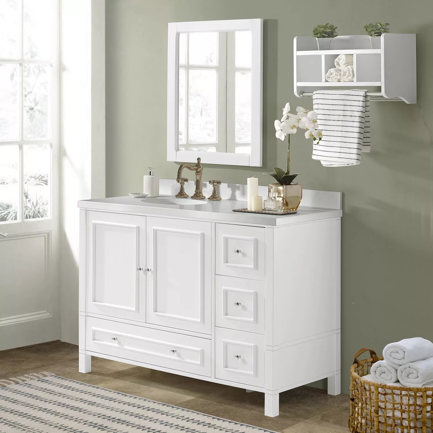 Alaterre Furniture Williamsburg White Vanity Cabinet