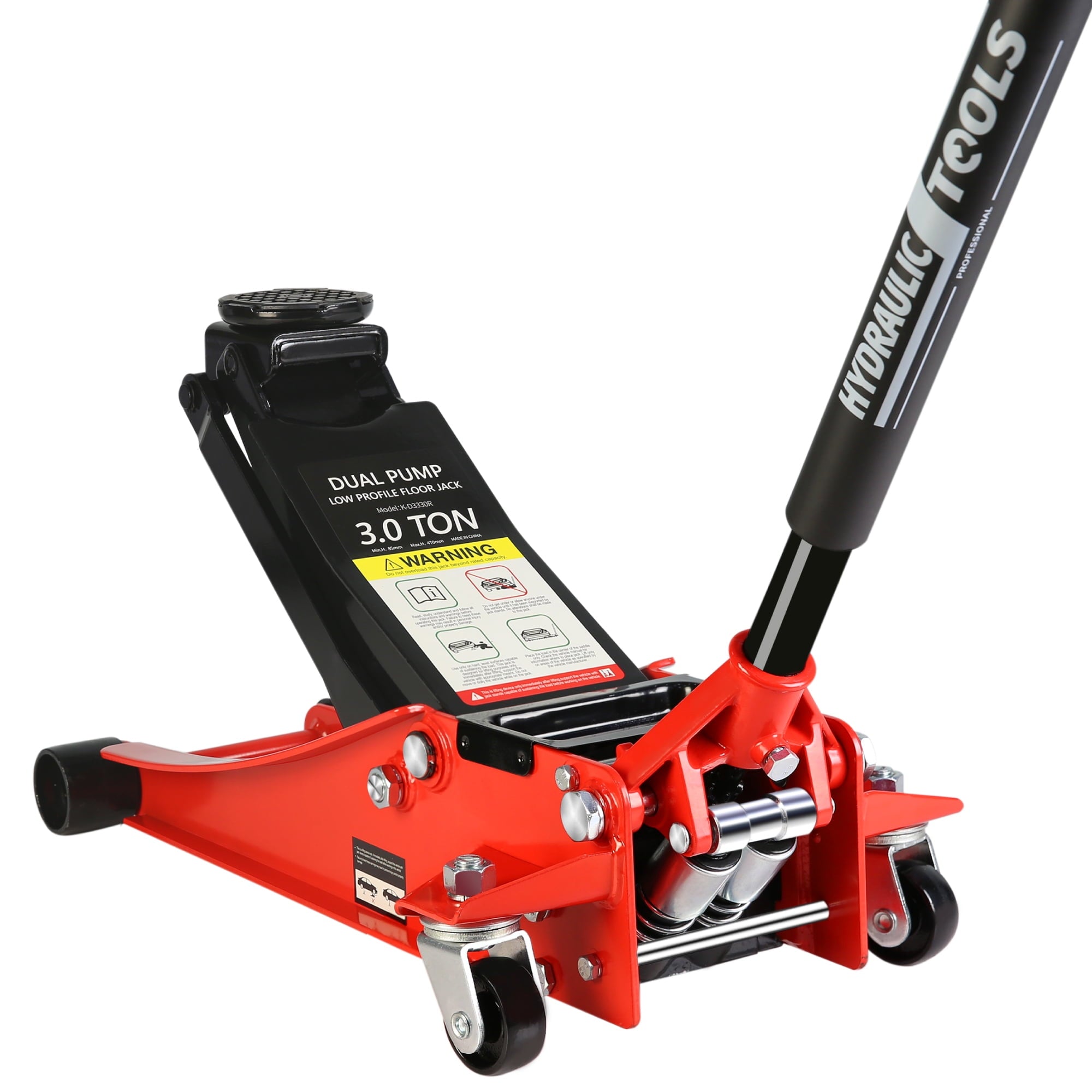 DSstyles 3 Ton Hydraulic Floor Jack Dual Pump 6600 Lb Capacity Lifting Range 3.3