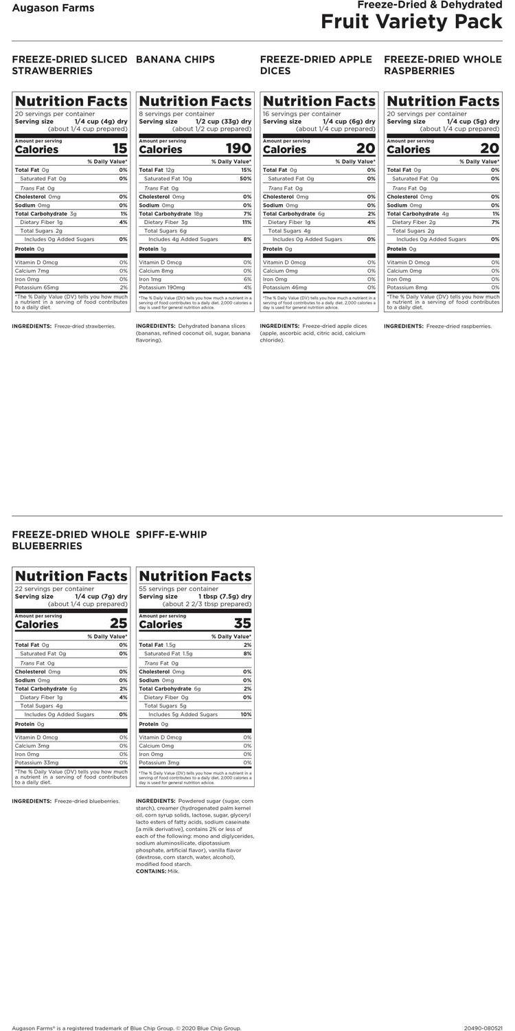 Augason Farms Freeze Dried and Dehydrated Fruit Variety Pail， 86 Servings， Emergency Food