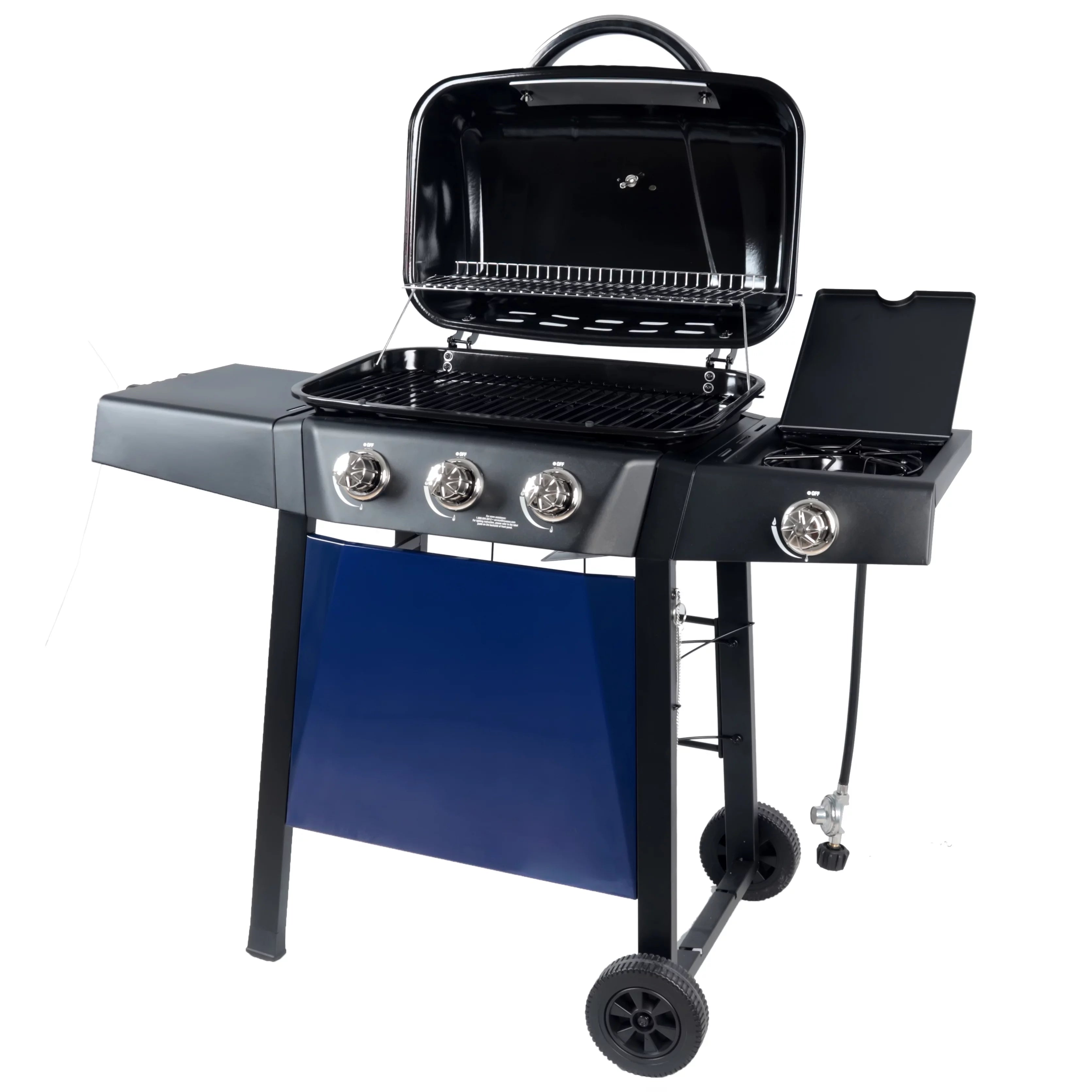 RevoAce 3 Burner Propane Gas Grill Including a Side Burner, Blue Sapphire, GBC1729WBS, New