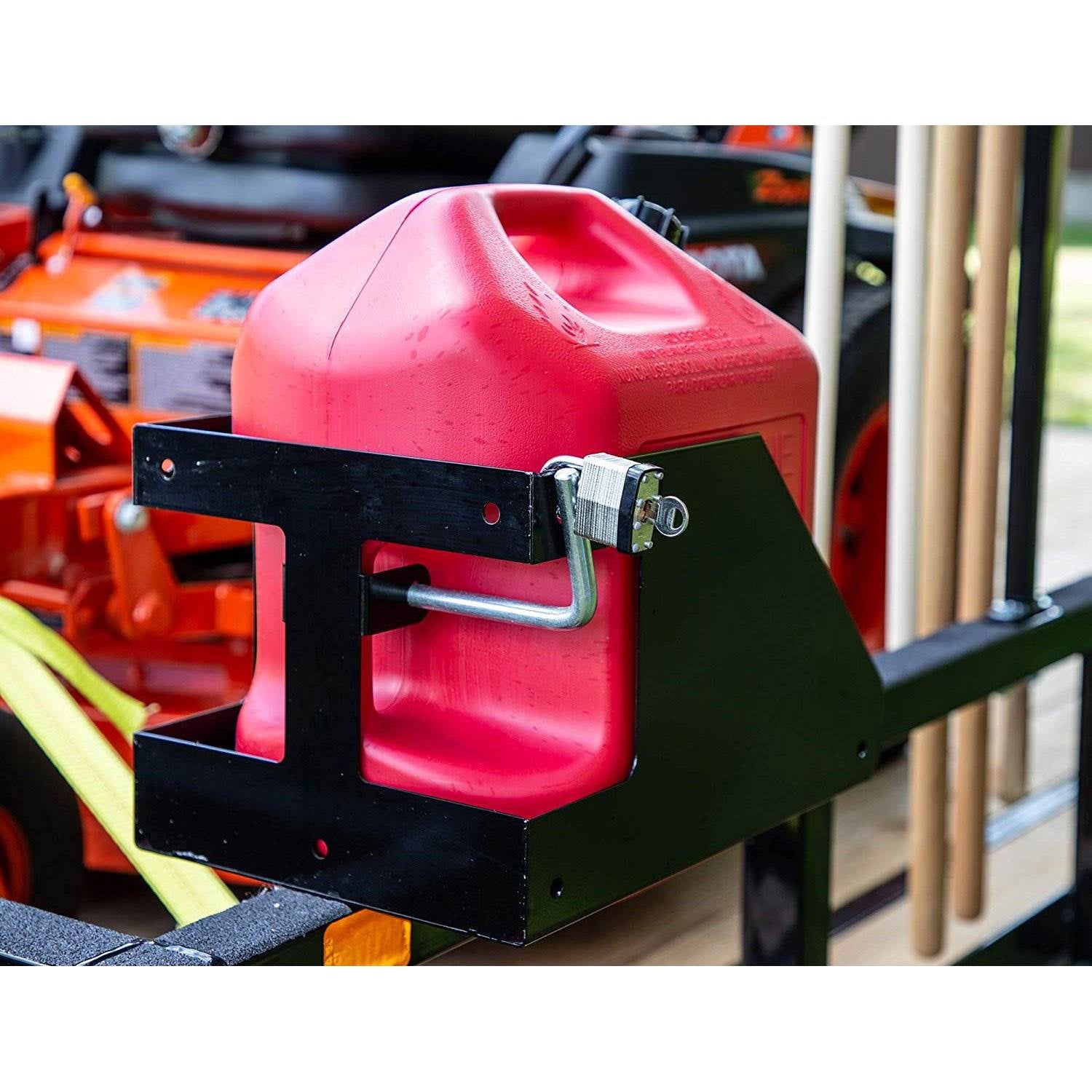 Buyers Steel Locking Gas Fuel Container Rack with Securing Nylon Strap, Black