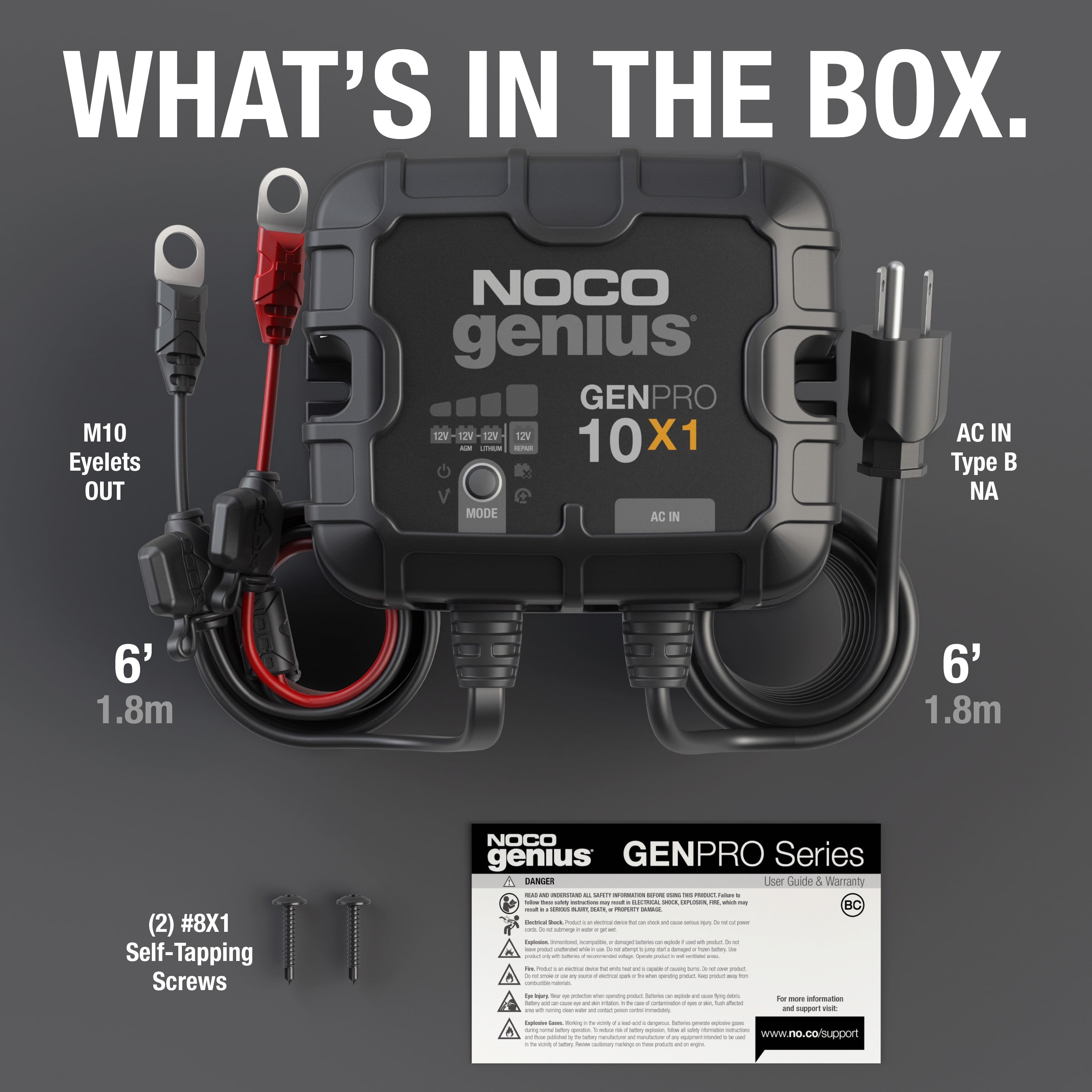 NOCO Genius GENPRO10X1 1-Bank 10A (10A/Bank) 12V Onboard Battery Charger