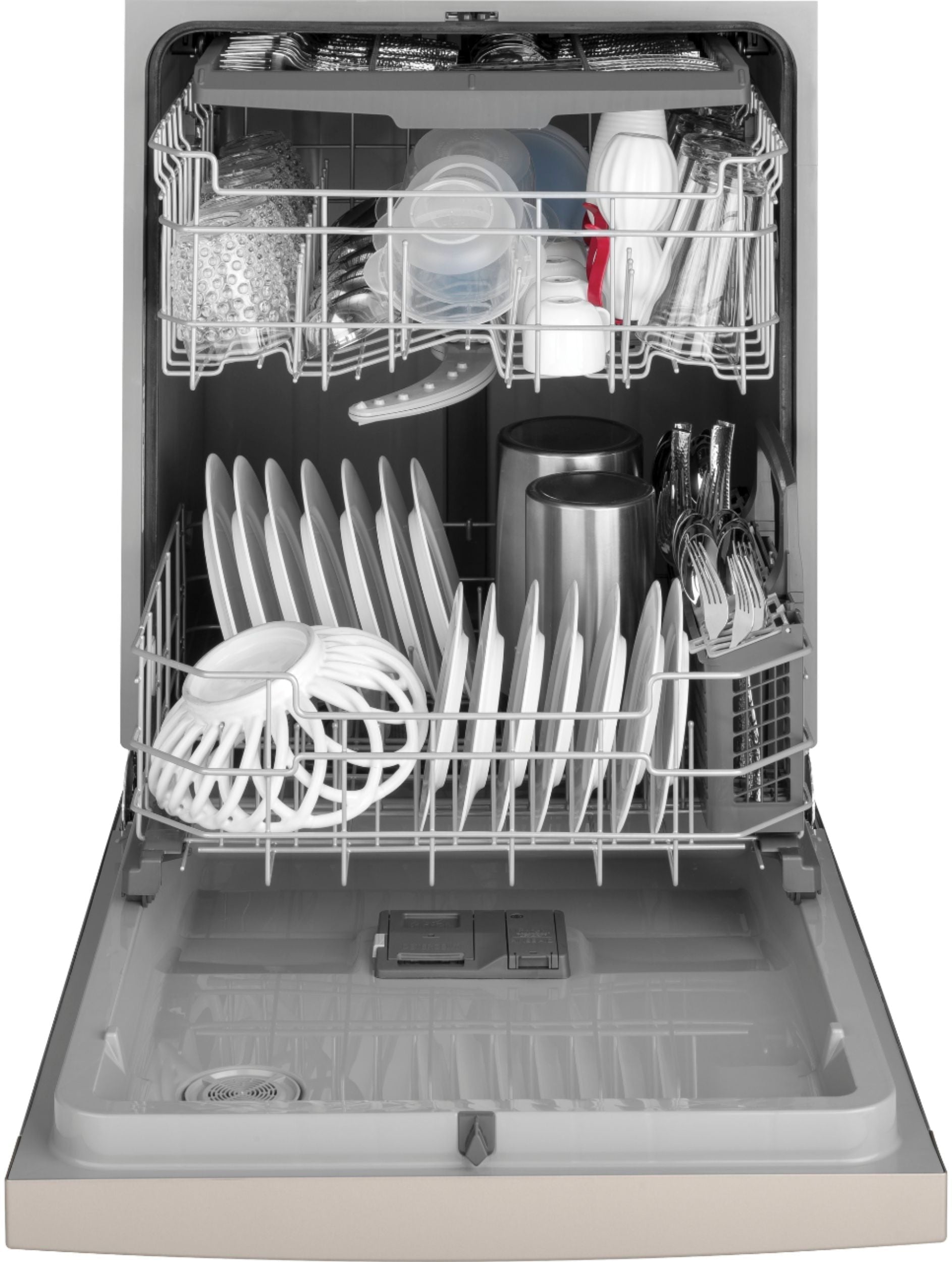 GE - Front Control Built-In Dishwasher with 3rd Rack, 50 dBA - Stainless steel