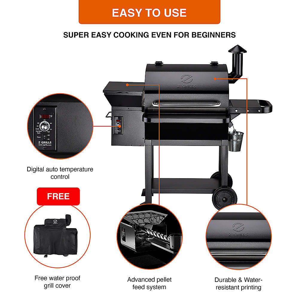 Z Grills - Wood Pellet Grill and Smoker 1060 sq. in. - Black