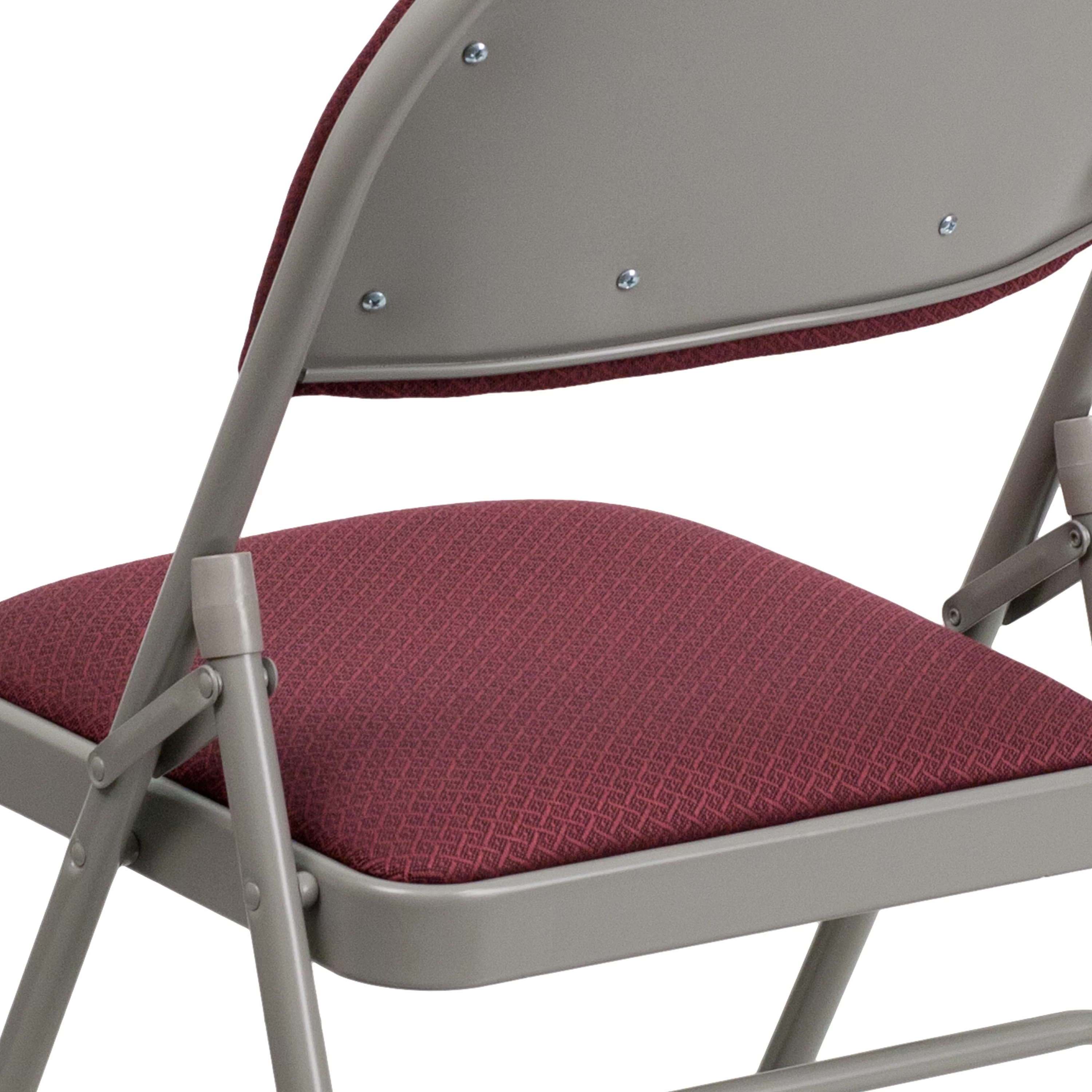 Flash Furniture HERCULES Series Ultra-Premium Triple Braced Burgundy Fabric Metal Folding Chair with Easy-Carry Handle