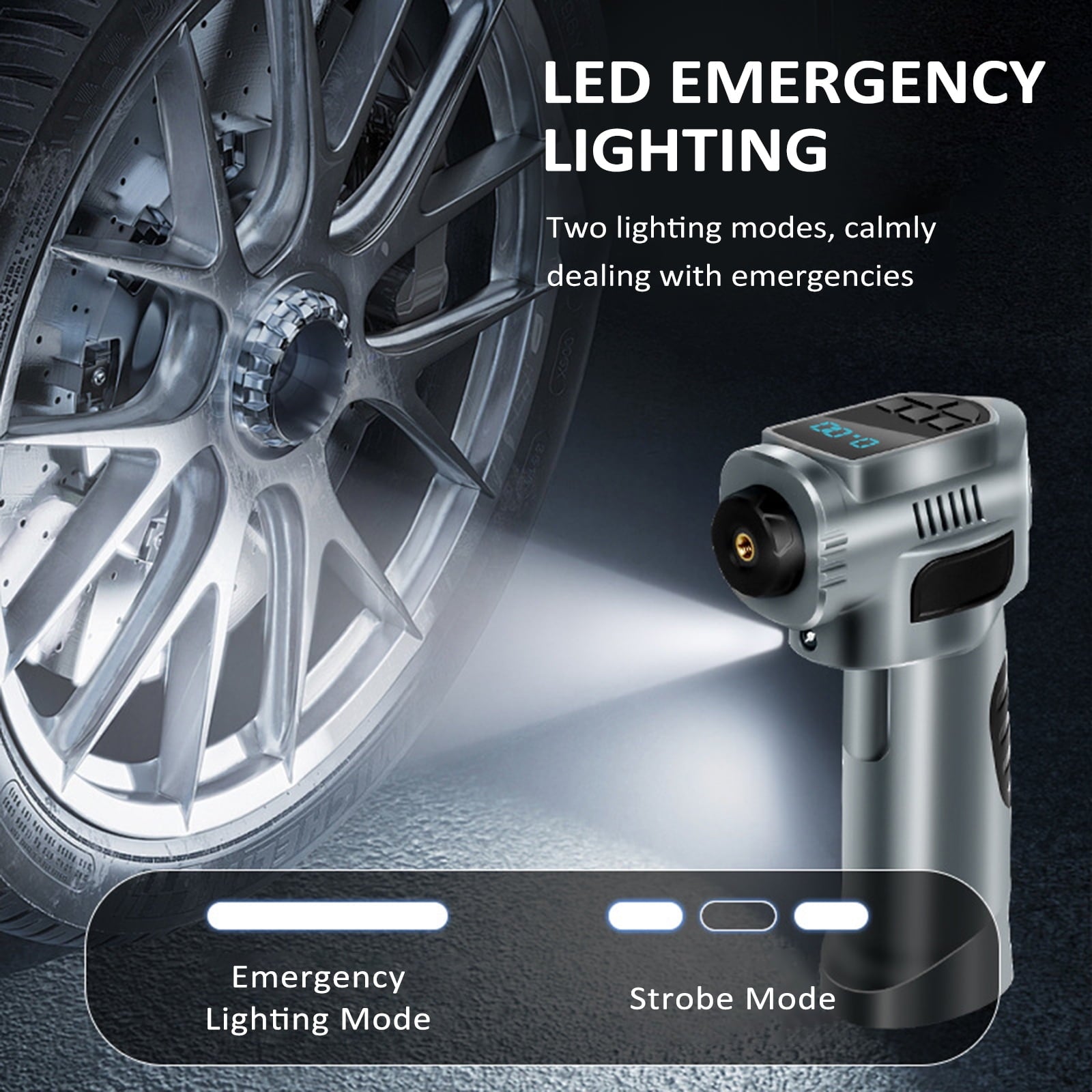 Tire Inflator Portable Air Compressor, 4-in-1 Cordless Electric Air Pump, 8000mAh Jump Starter and Air Compressor with Emergency Light for Car, Motorcycle, Bike, Ball