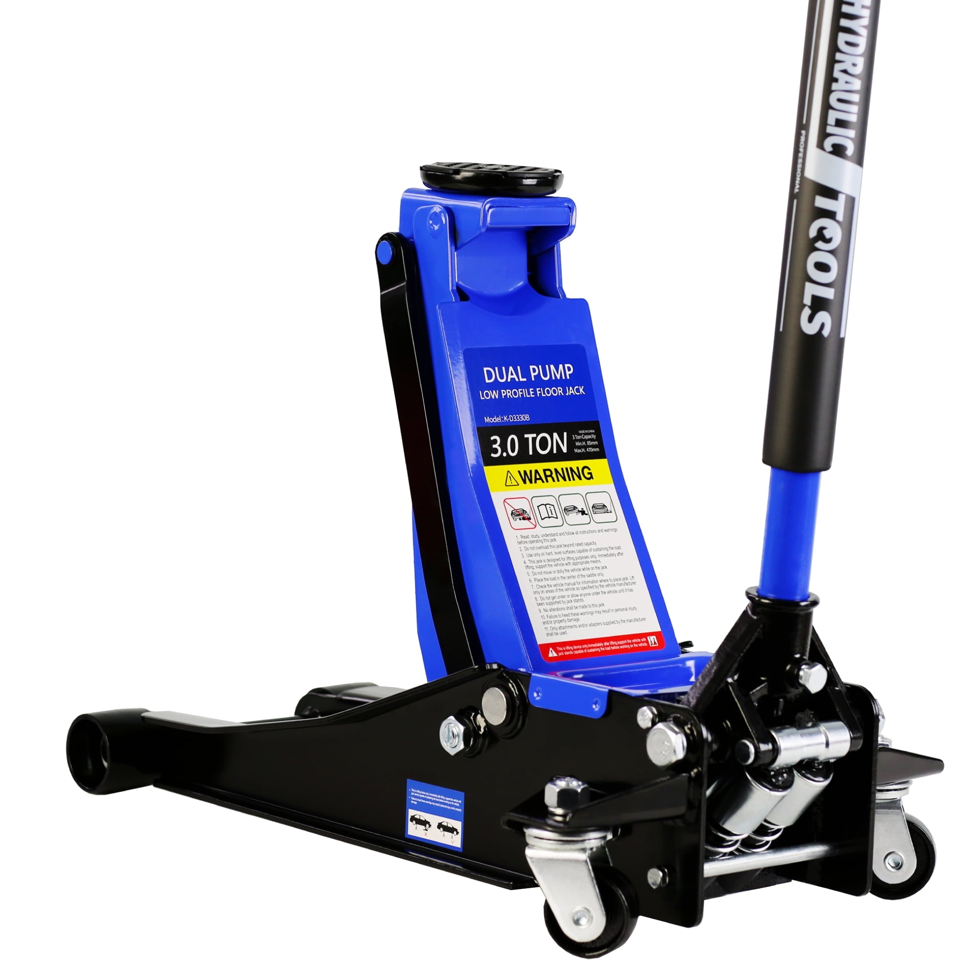 DSstyles 3 Ton Hydraulic Floor Jack Dual Pump 6600 Lb Capacity Lifting Range 3.3