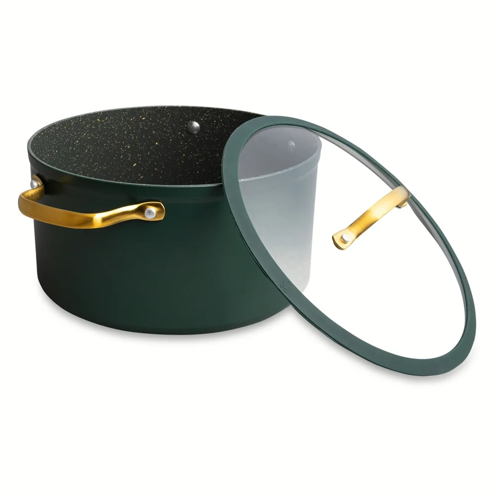 Thyme & Table Non-Stick 12-Piece Granite Cookware Set, Hunter Green