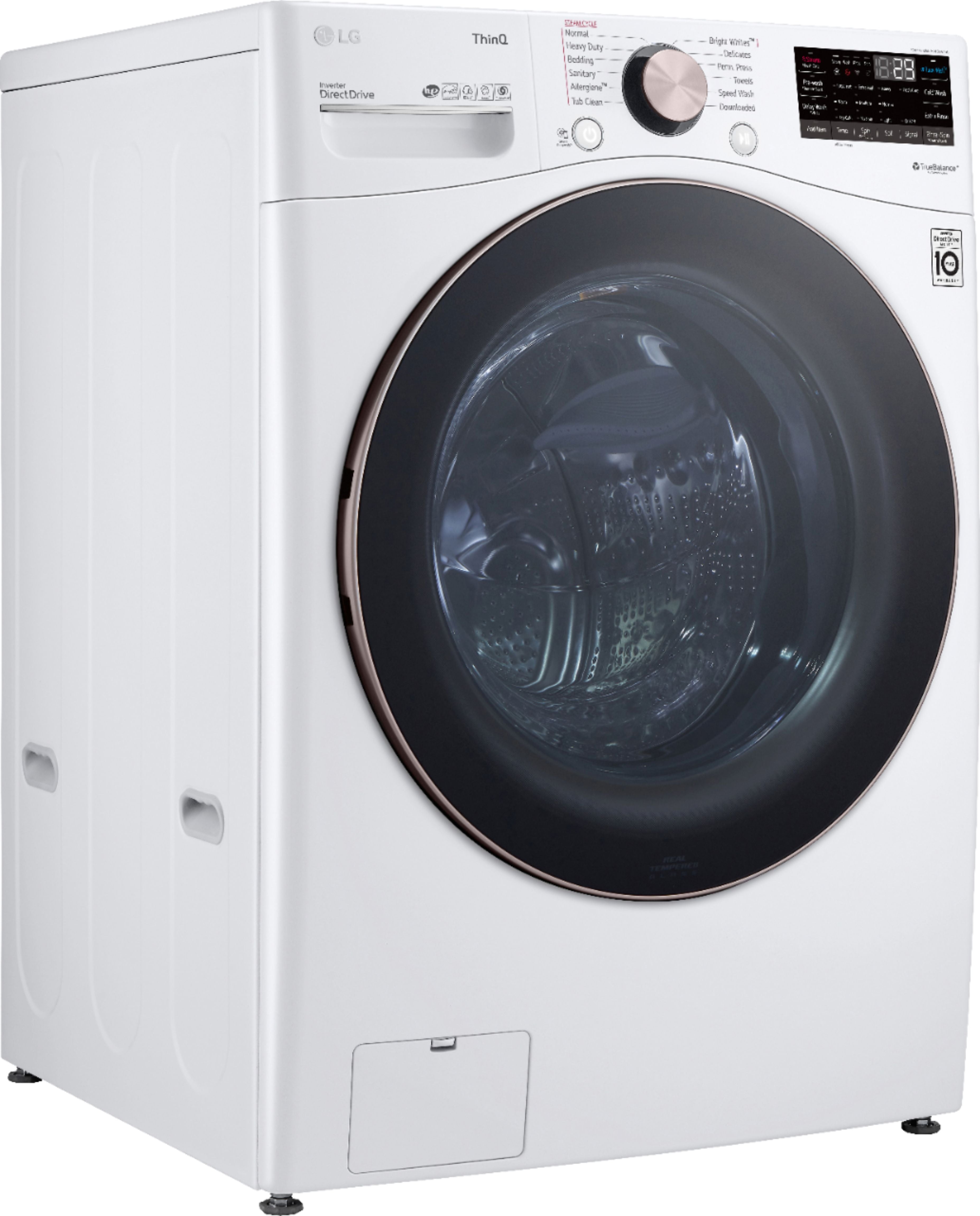 LG - 4.5 Cu. Ft. High-Efficiency Stackable Smart Front Load Washer with Steam and Built-In Intelligence - White