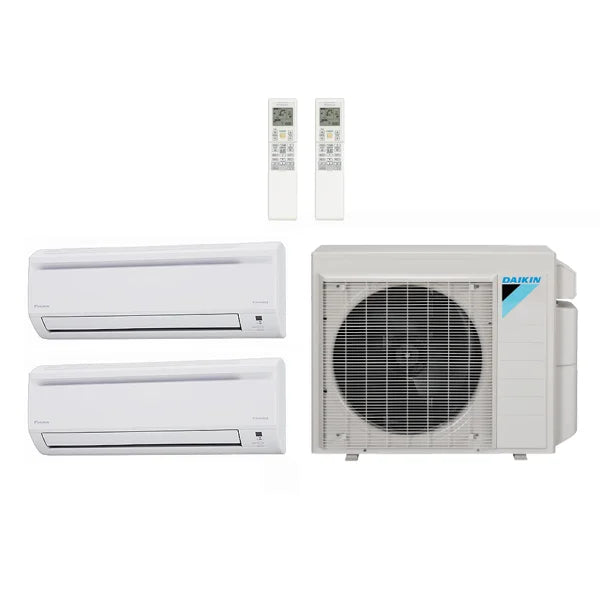 Daikin 30,000 Btu 17.9 Seer 2-Zone Mini Split Heat Pump System - 12K-18K - 3MXS24RMVJU - FTXS12LVJU - FTXS18LVJU
