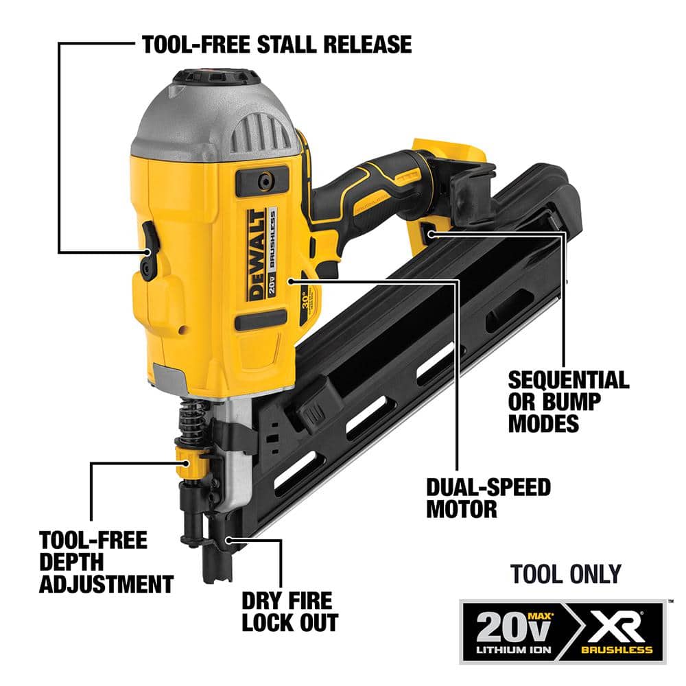 20V MAX XR Lithium-Ion Cordless Brushless 2-Speed 30�ć Paper Collated Framing Nailer (Tool Only) DCN692B