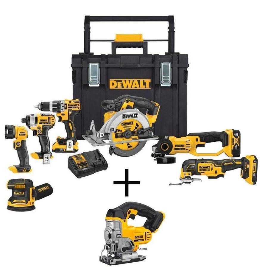 20-Volt Max Cordless Combo Kit (7-Tool) with ToughSystem Case, (1) 4.0Ah Battery, (2) 2.0Ah Batteries u0026 Jigsaw
