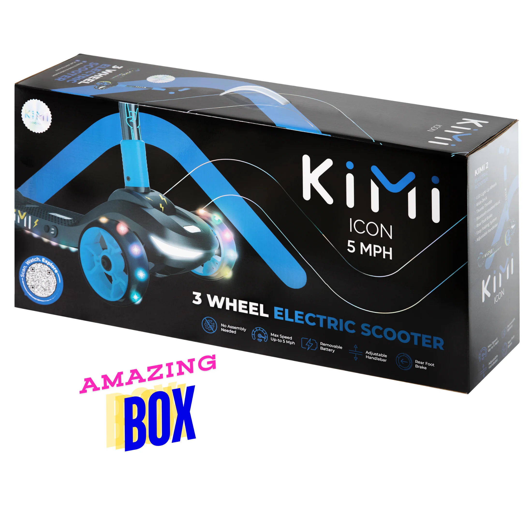 KIMI Kids Toddlers 3-Wheel Electric Scooter, Adjustable, TSA Approved, Ages 2-9, 5MPH, Lights, 10 Miles Range + Charger