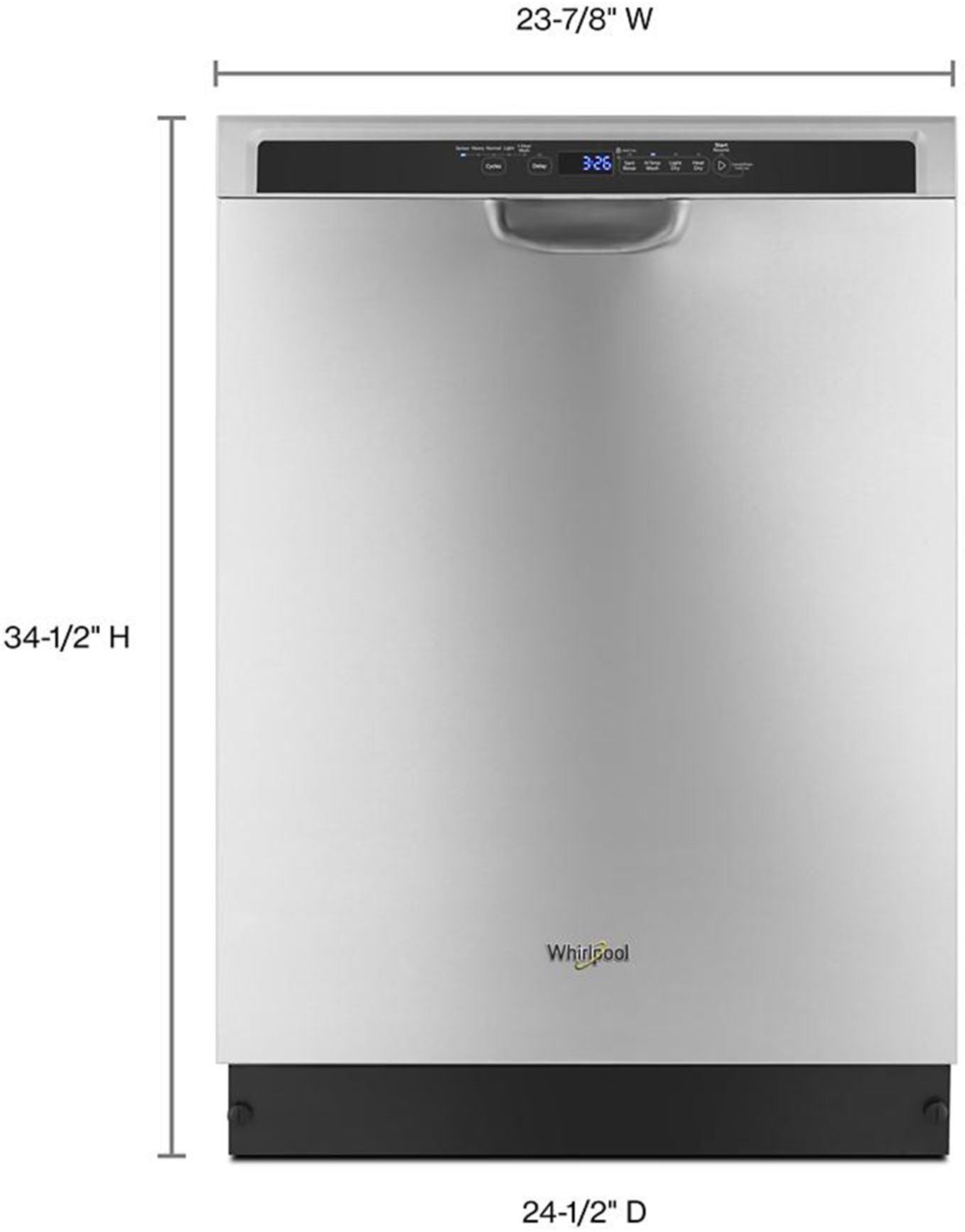 Whirlpool - Front Control Built-In Dishwasher with Stainless Steel Tub, 3rd Rack, 50 dBA - Monochromatic stainless steel