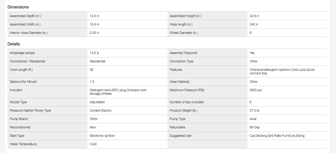 Sun Joe SPX3000 2800 MAX PSI 1.3 GPM 14.5 Amp Electric Pressure Washer
