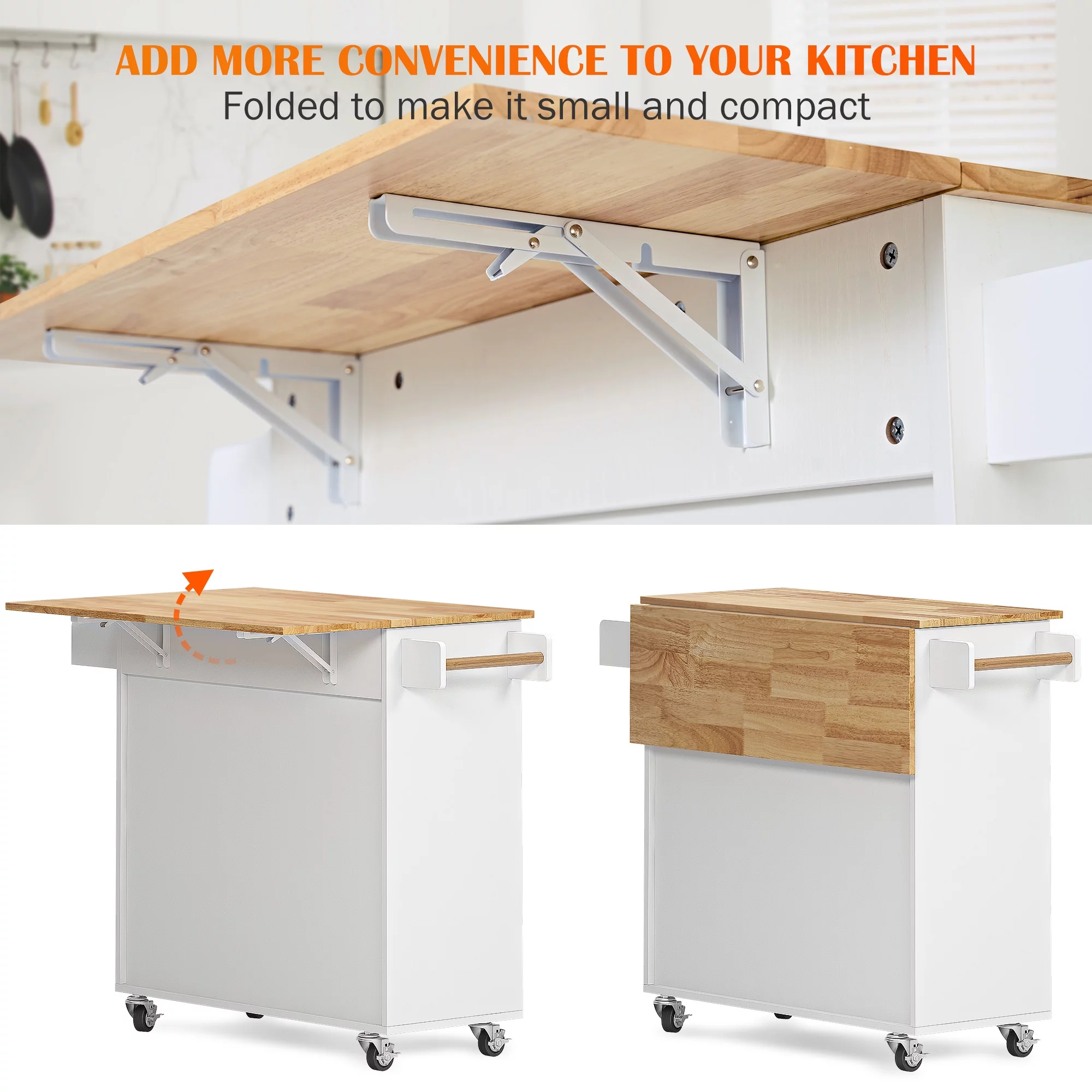 SogesHome Kitchen Island with Hidden Cabinets, Sliding Drawers,and Adjustable Shelves