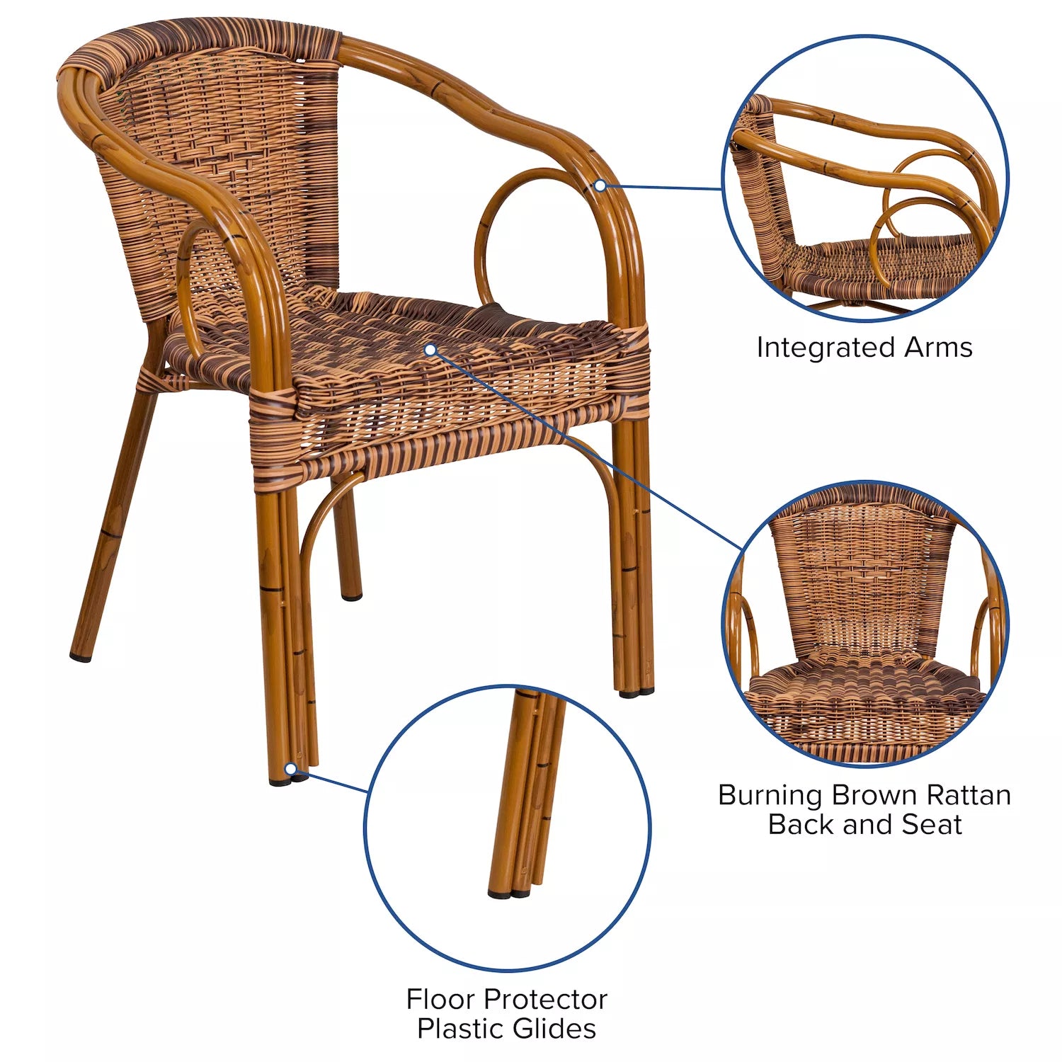 Flash Furniture Cadiz Rattan Restaurant Patio Chair