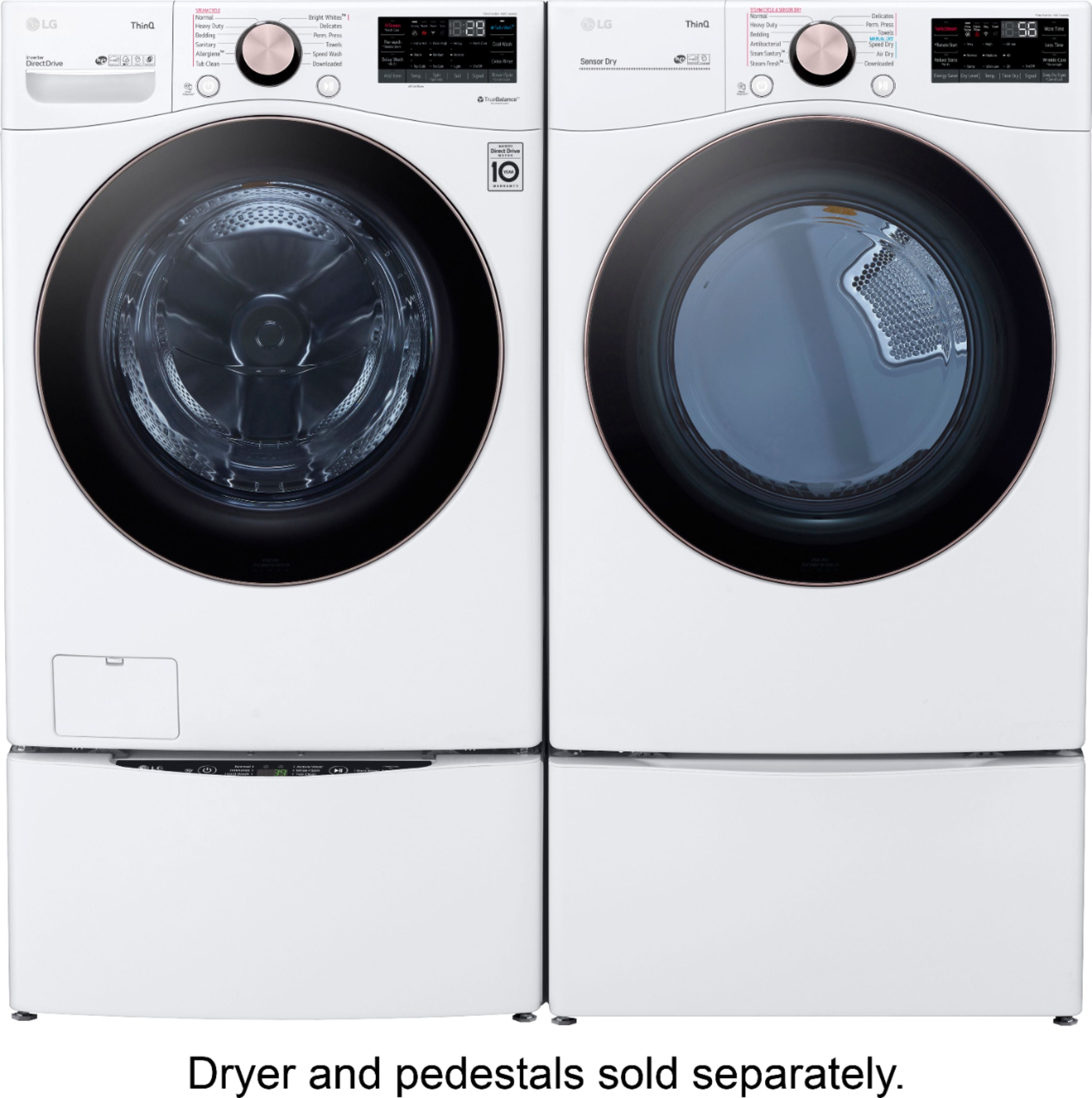 LG - 4.5 Cu. Ft. High-Efficiency Stackable Smart Front Load Washer with Steam and Built-In Intelligence - White