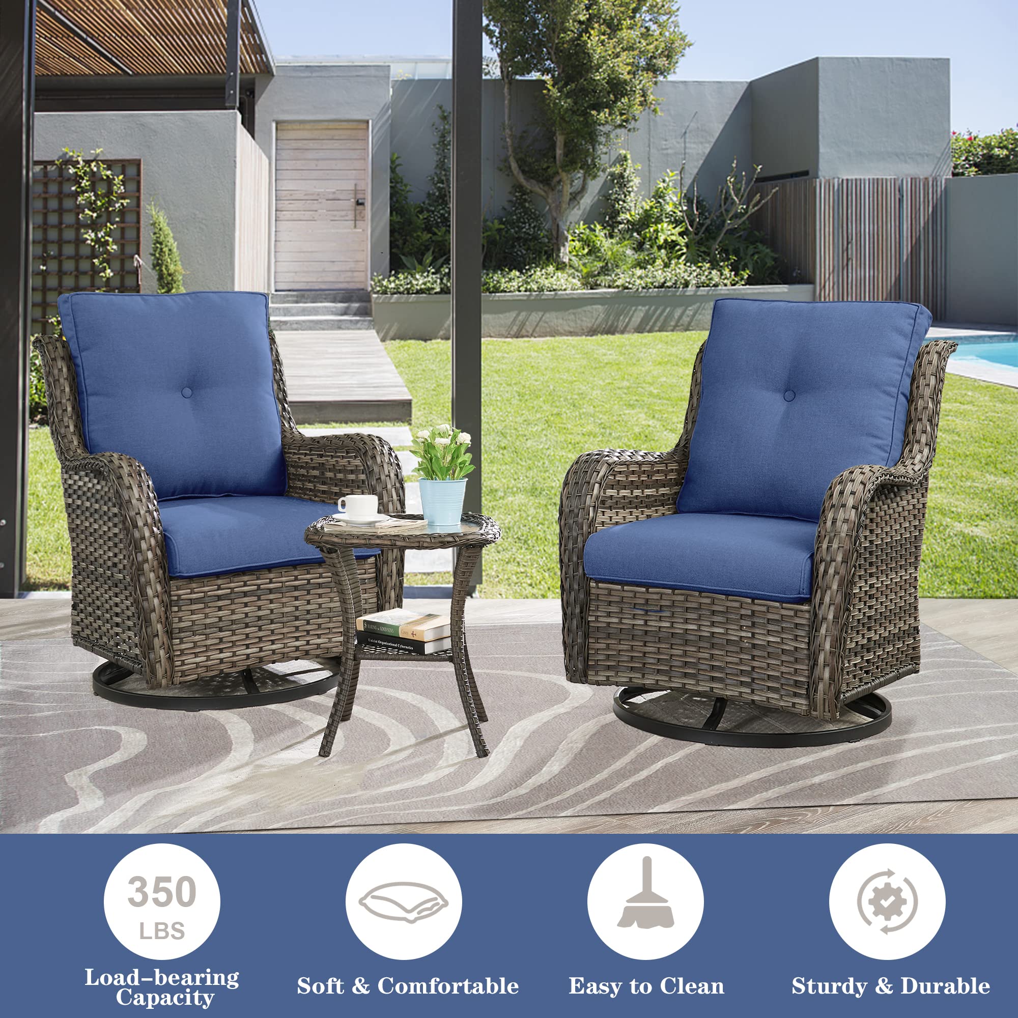Belord Patio Swivel Rocking Chairs