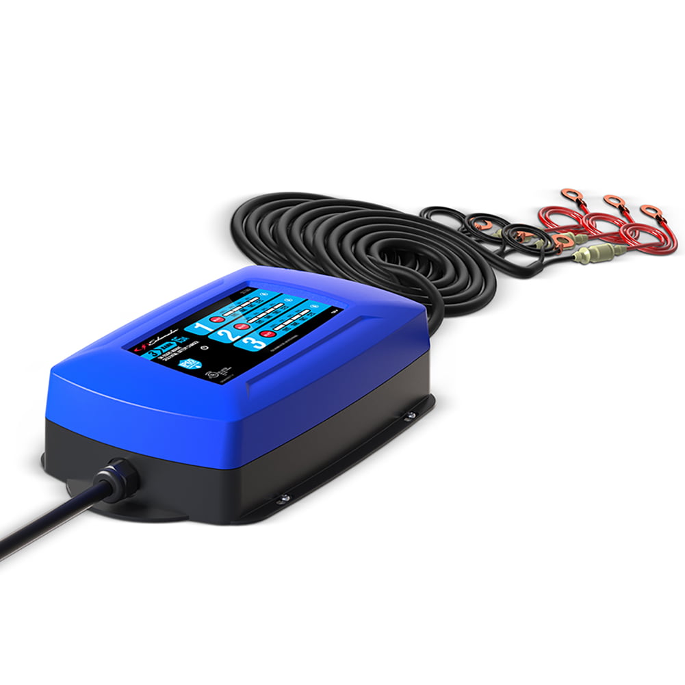 Schumacher Fully Automatic Direct-Mount 3-Battery Marine Charger and Maintainer- 15 Amp, 12V