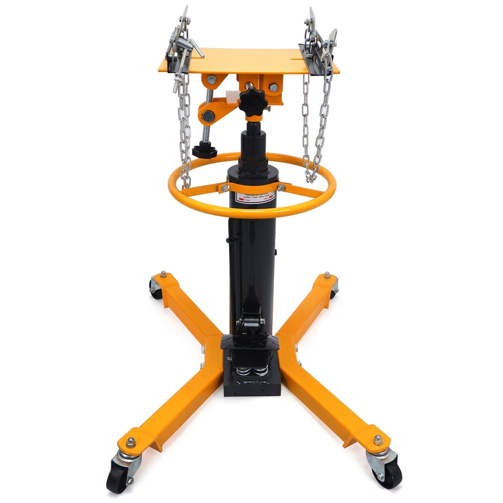 1660 Pounds/0.75Ton Hydraulic Car Transmission Jack Vertical Lift with 360° Swivel Wheel Pedal ,Yellow,33