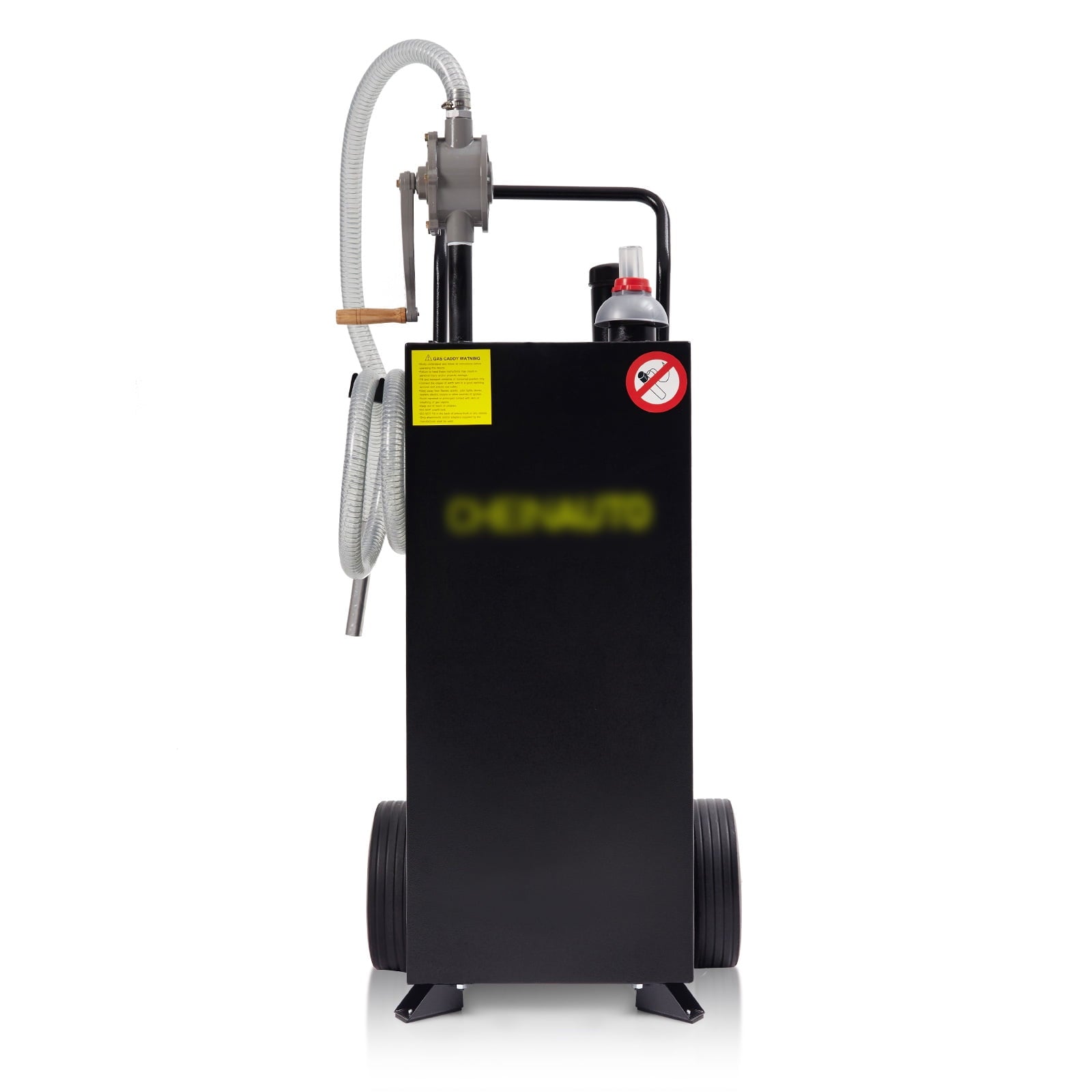 30 Gallon Gas Caddy, Gas Storage Tank, Fuel Transfer Storage Tank with 4 Wheels and Reversible Rotary Hand Pump, Gasoline Diesel Fuel Container for Boat, ATV, Car, Motorcycle