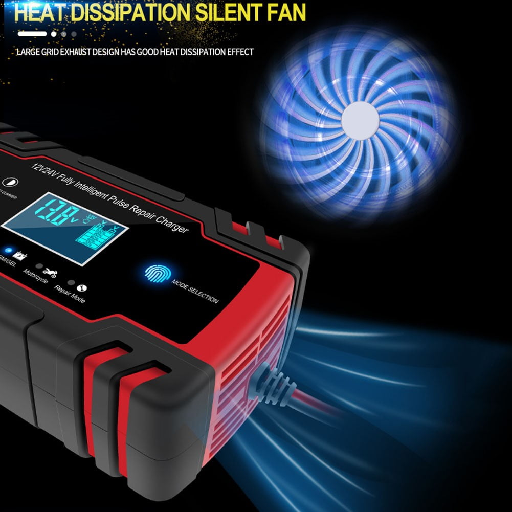 Car Battery Charger 12V /24V Smart Fully Automatic Battery Repair Pulse Charger