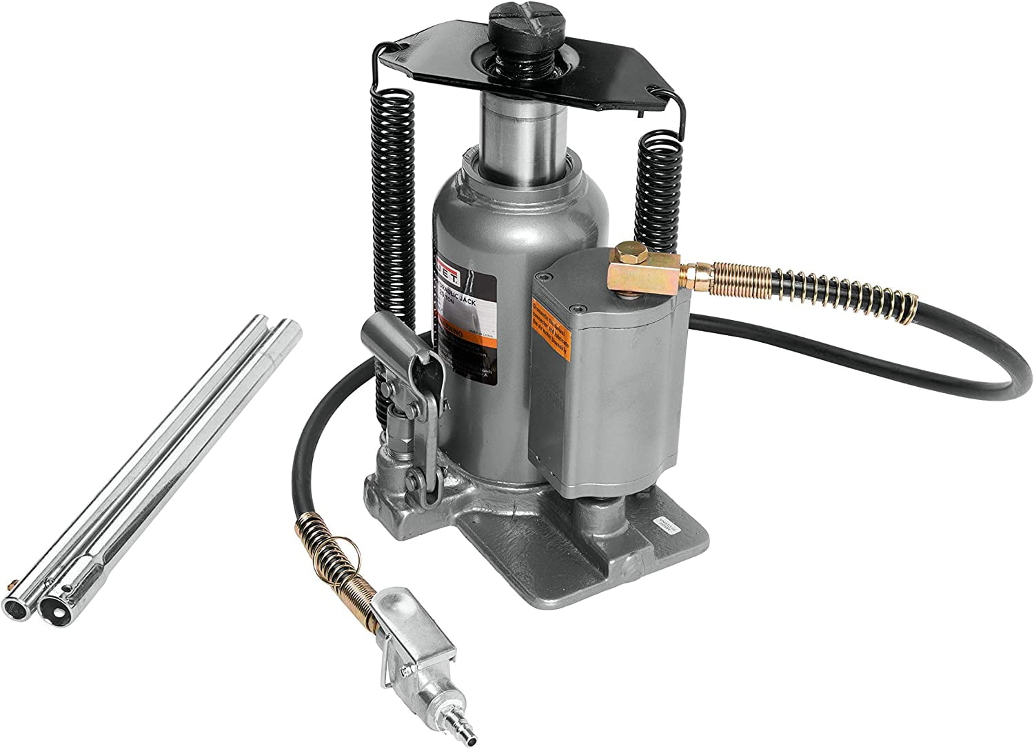 Jet 456620 AHJ-20 Heavy Duty Steel 20 Ton Air and Hydraulic Bottle Jack, Black