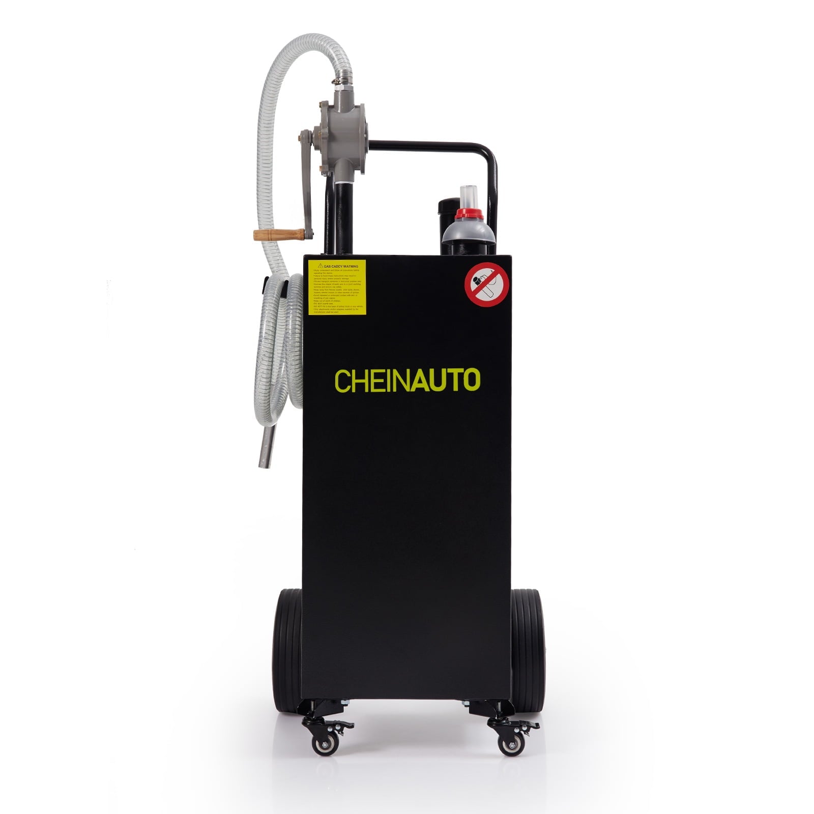 Simzone 35 Gallon Gas Caddy with Pump Portable Fuel Storage Tank Gasoline Diesel Fuel with 2 Wheels for Car, Lawnmower, ATV, Boat, Motorcycle, Black