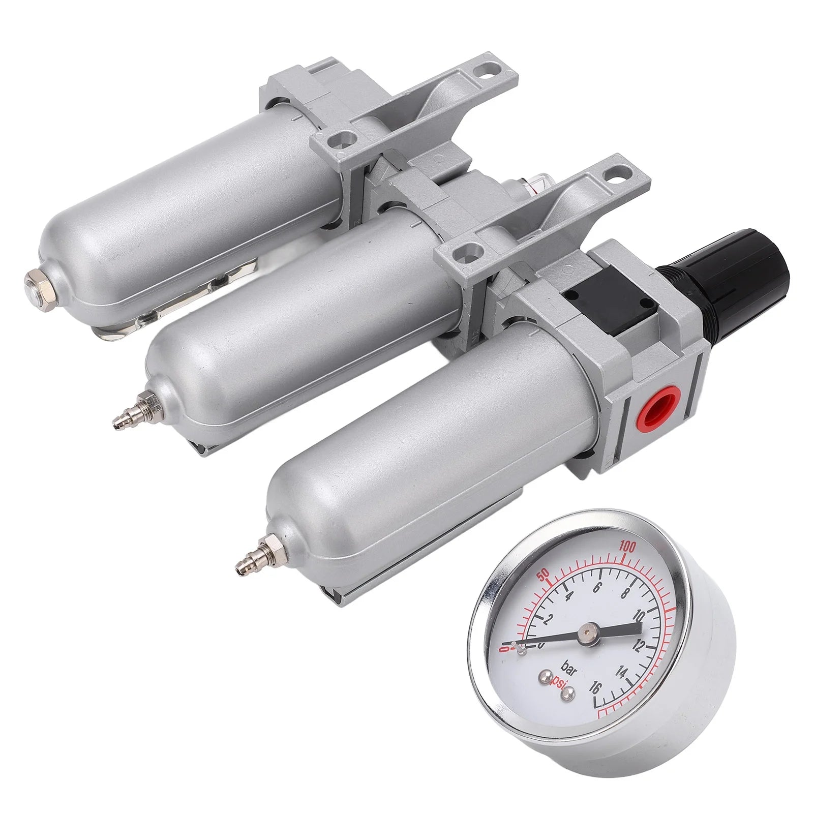 Air Particulate Filter 3 Stage Air Drying System Heavy Duty Aluminum Alloy Industrial Compressed Air Particulate Filter Dryer with Metal Bowl 1/2in NPT Manual Drain