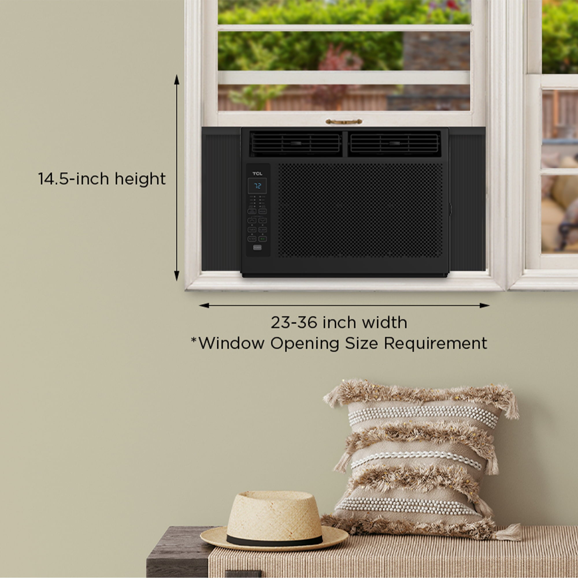 TCL 5，000 BTU Window Air Conditioner， 150 sq. ft.， LED Display， Included Remote， Black， W5W3M-B