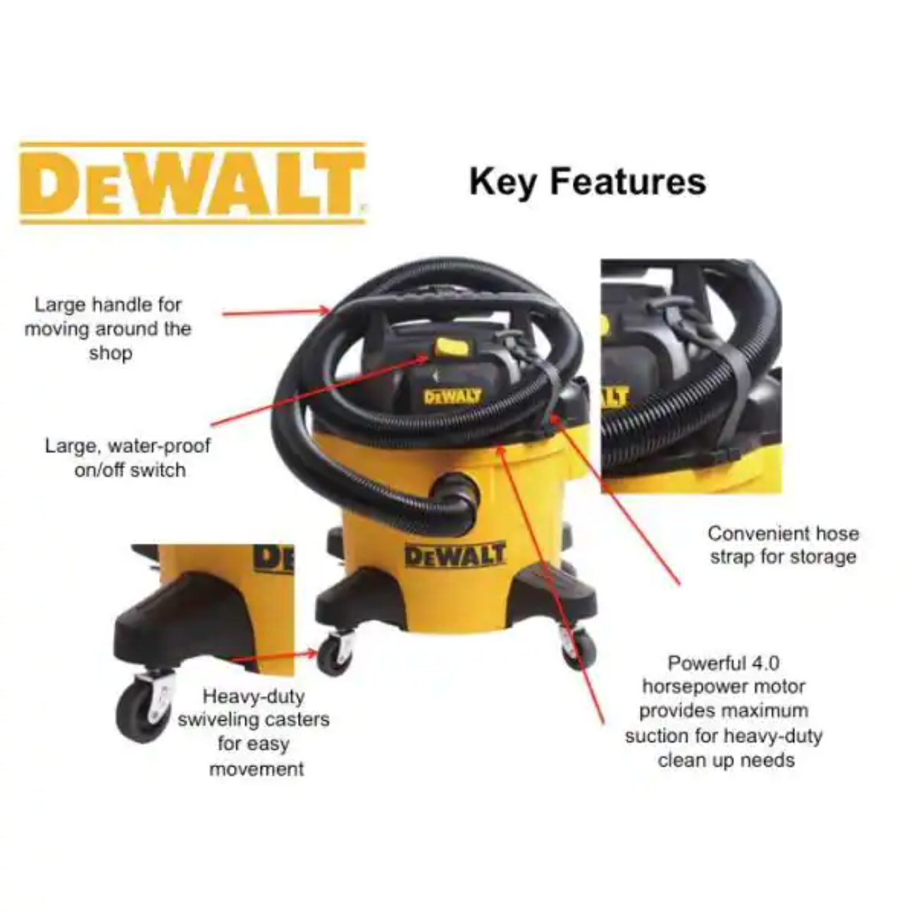 DW DXV06P 6 gallon Poly Wet/Dry Vacuum�� Yellow