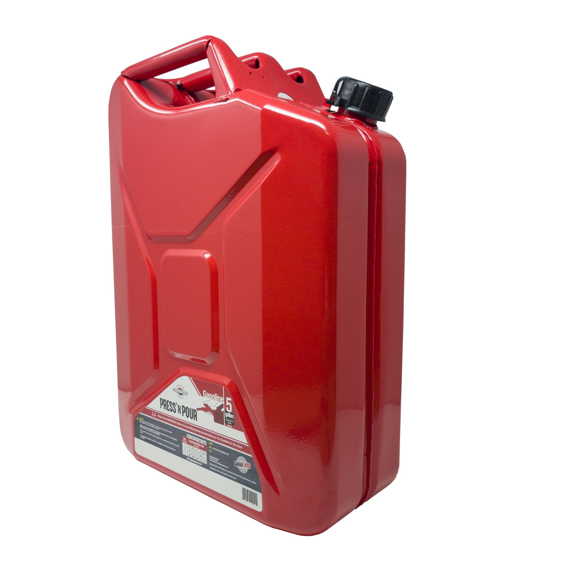 Garage Boss 5 Gallon Press N Pour Metal Jerry Can