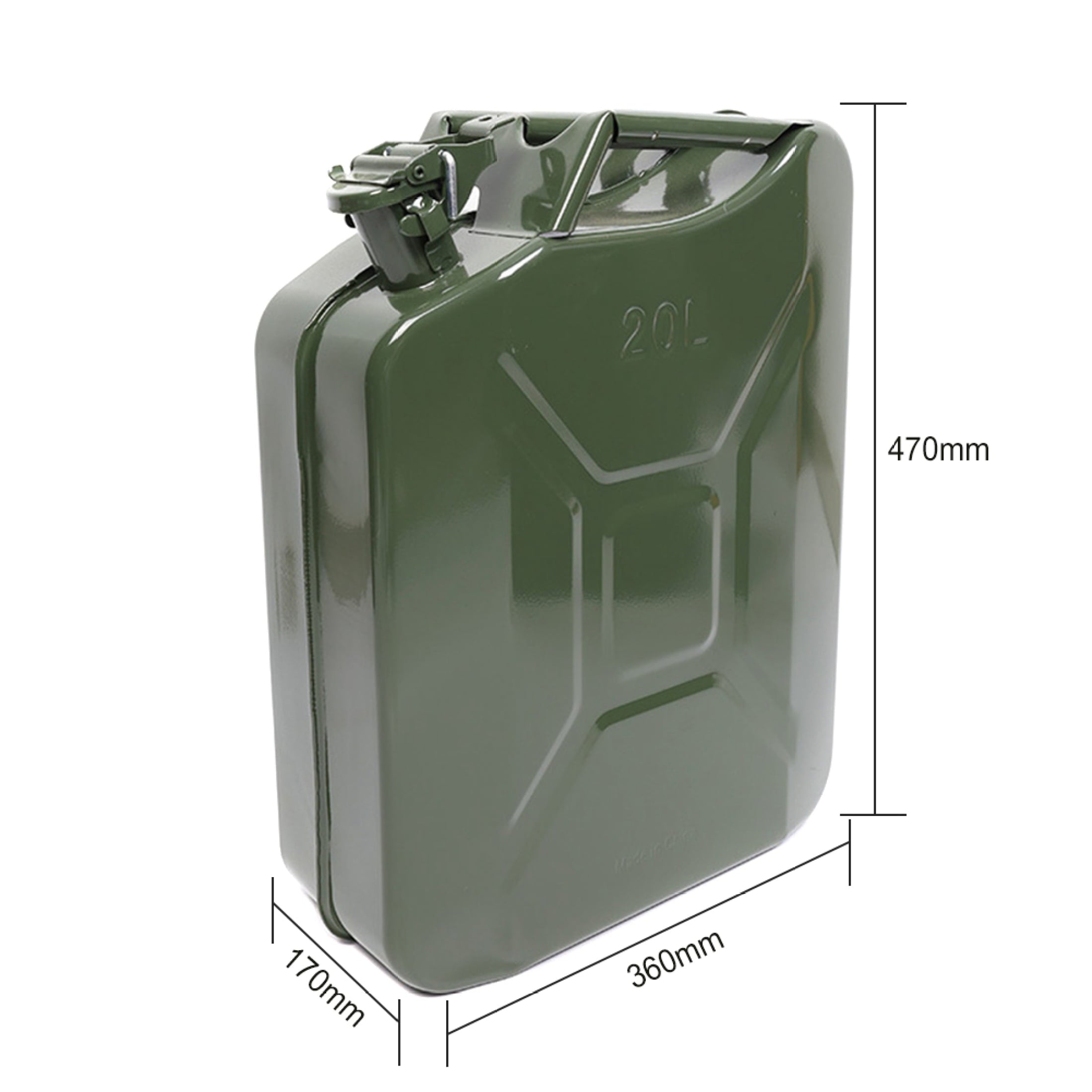 EUBUY 20L Green Metal Jerry Can Store Container with Fixed Spout for Petrol Oil Water Alcohol
